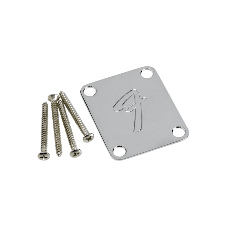Fender Neck Plate "F" 4- Hole Chrome