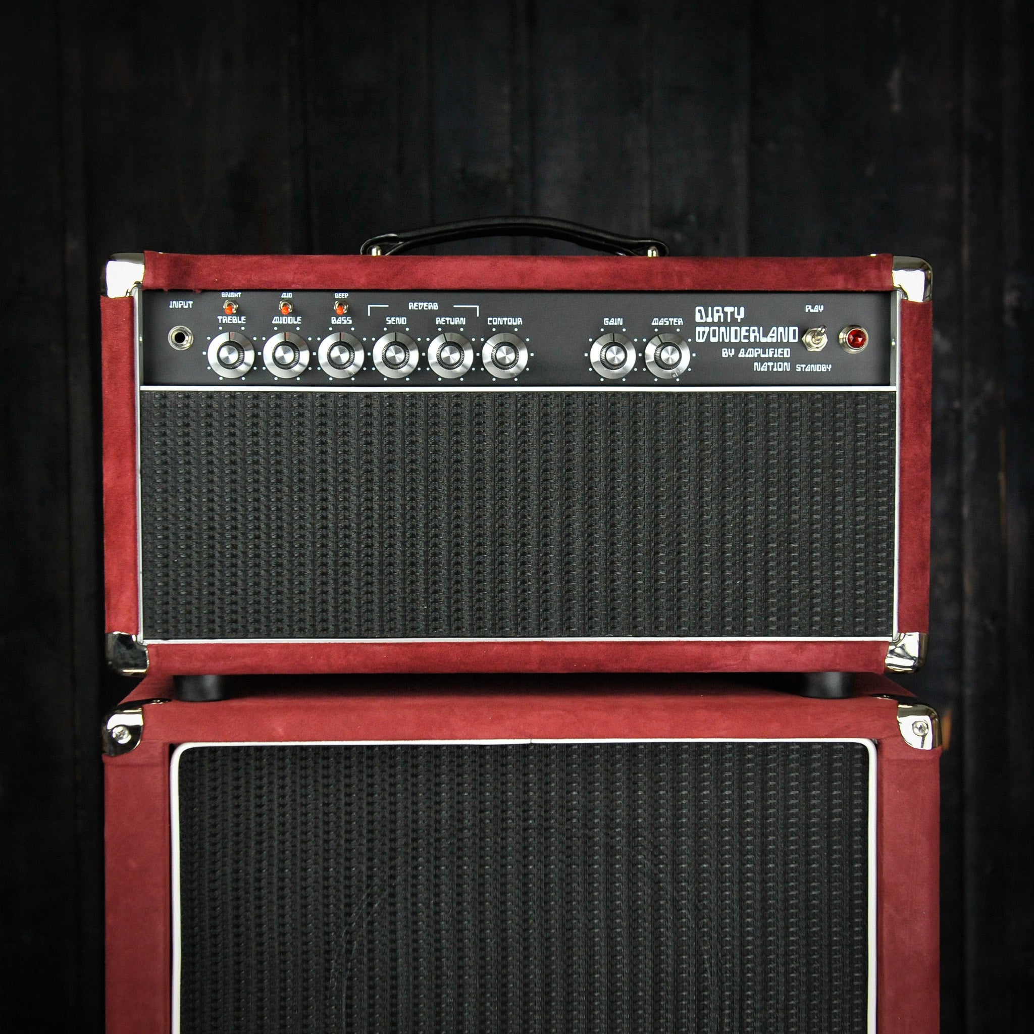 Amplified Nation Dirty Wonderland Head 100W Maroon Suede / Black Sparkle Grill