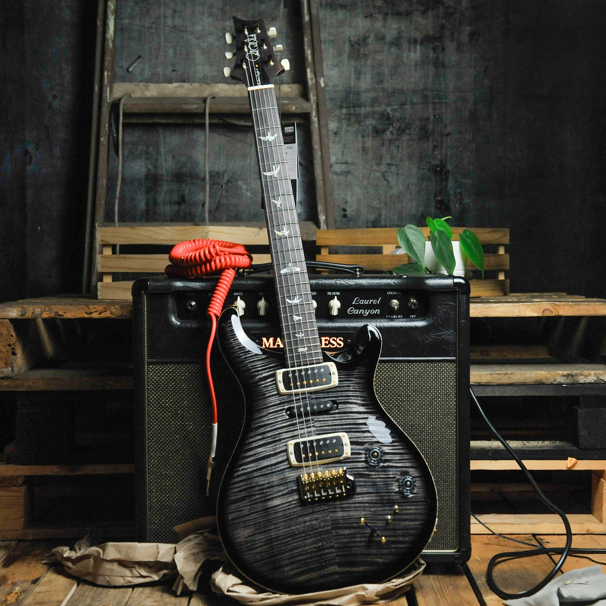 PRS Modern Eagle V: 10 Top, Charcoal Burst w/Case