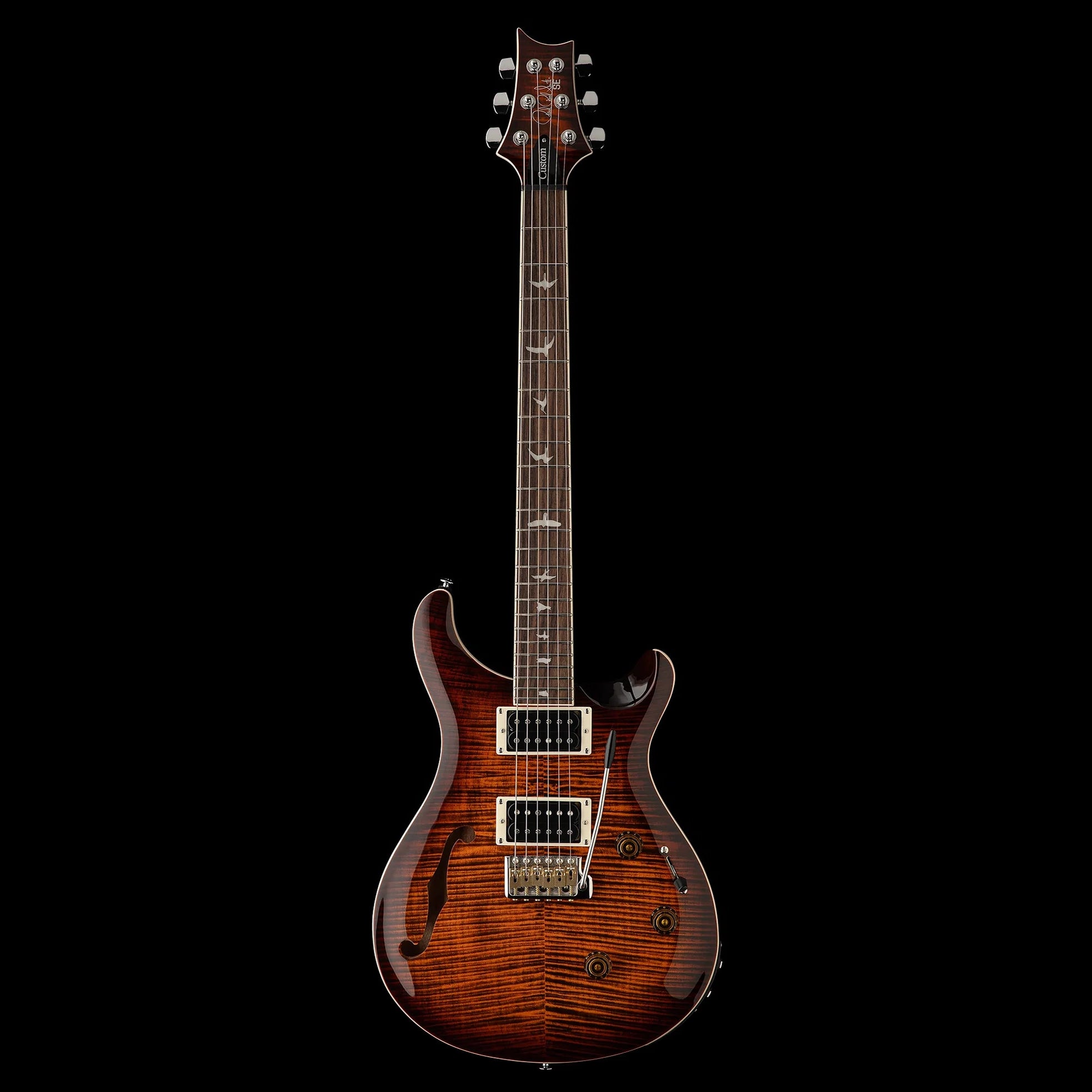 PRS SE Custom 24 Semi Hollow Piezo - Orange Tiger Smokeburst w/Bag