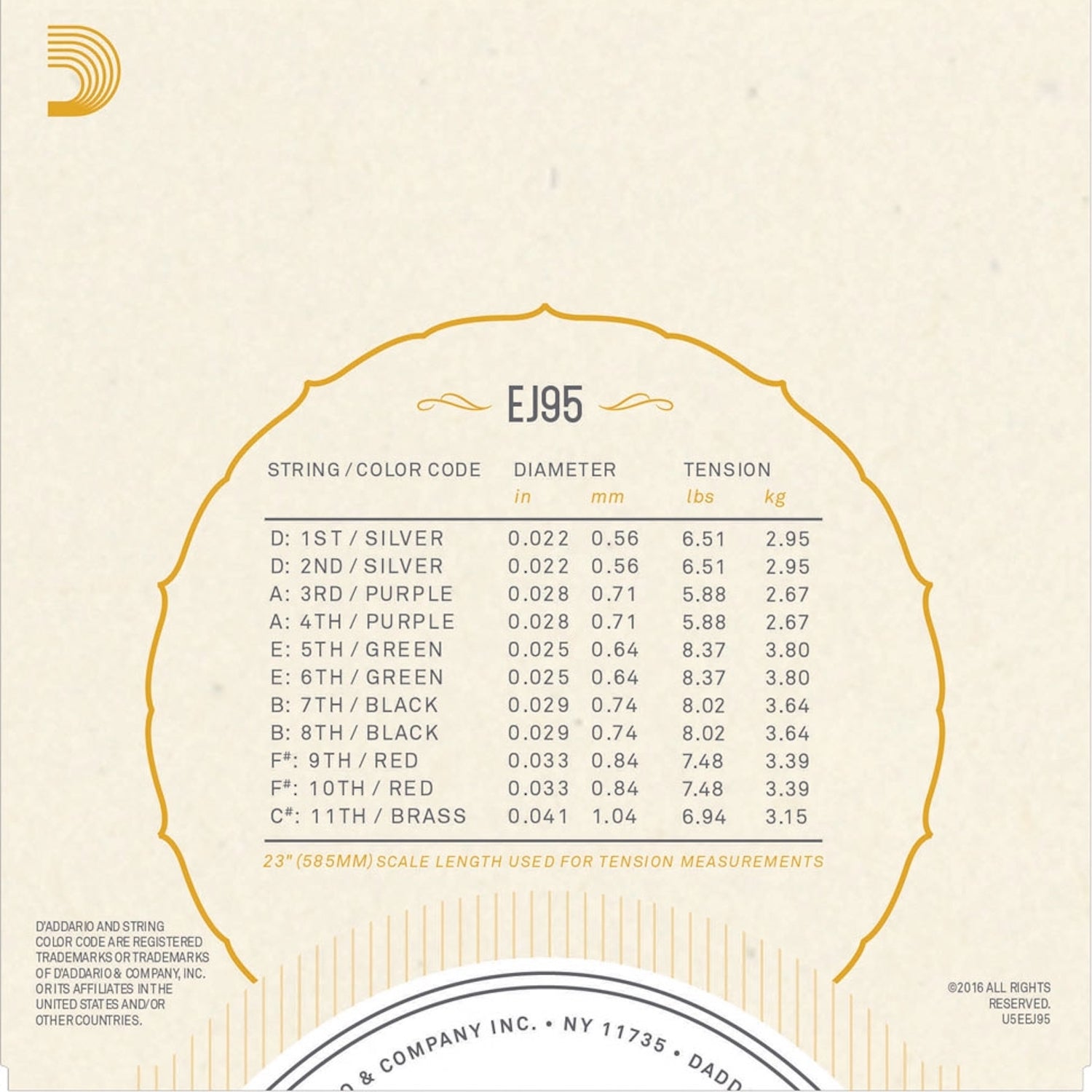 D'Addario J95 11 string Oud strings