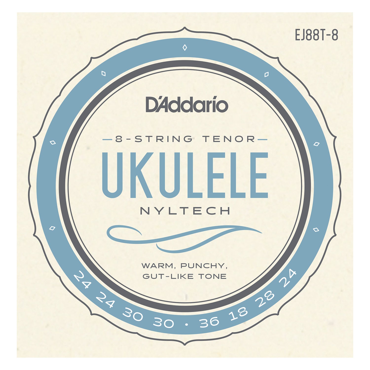D'Addario EJ88T-8 Nyltech Ukulele, 8-String Tenor