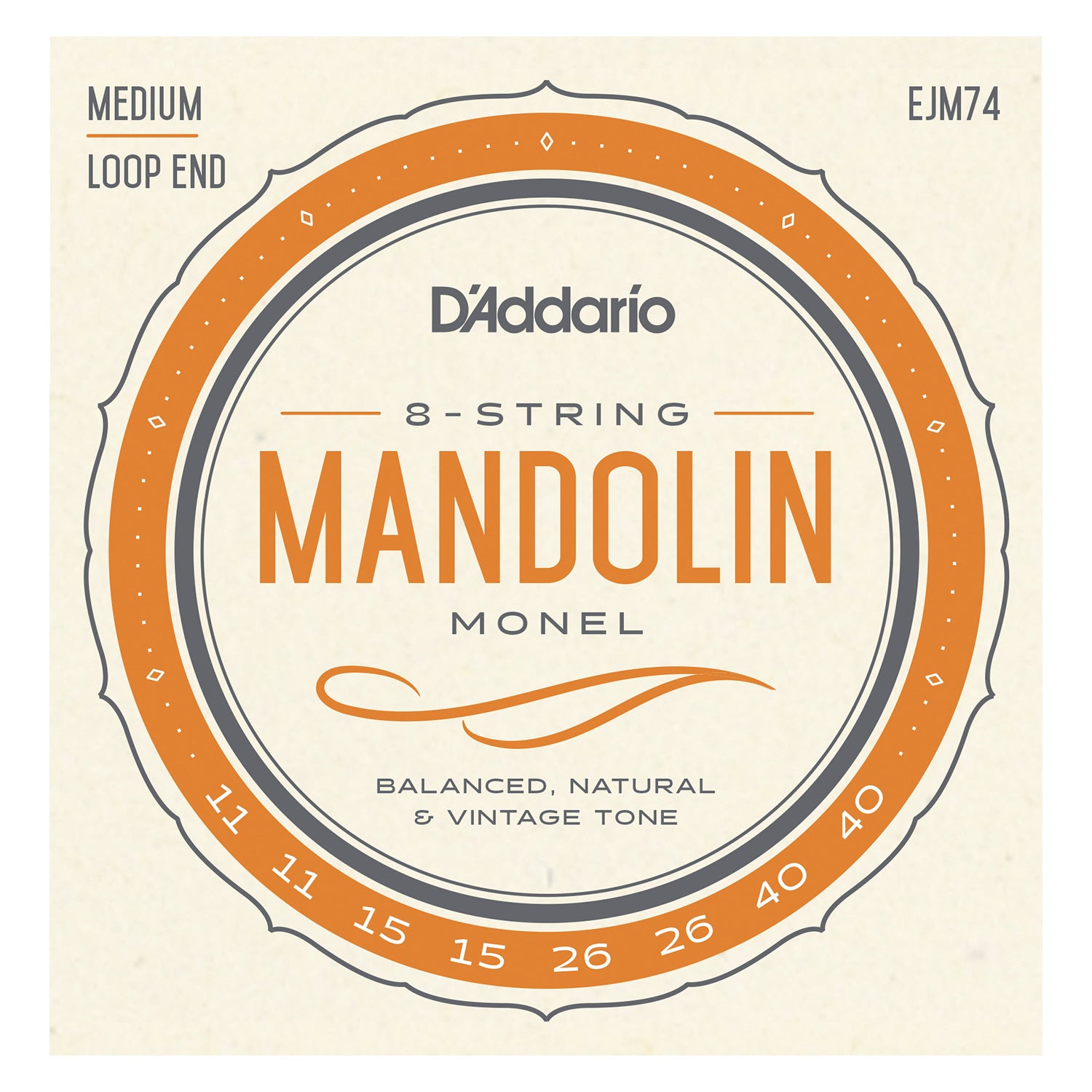 D'Addario EJM74 Monel Mandolin Strings, Medium, 11-40