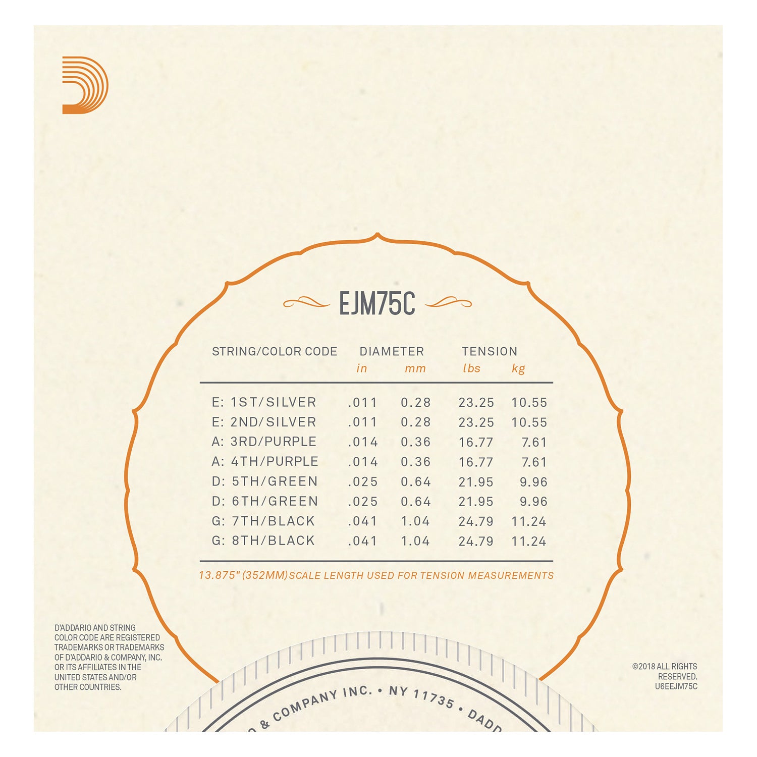 D'Addario EJM75C Monel Mandolin Strings, Medium Plus, 11-41