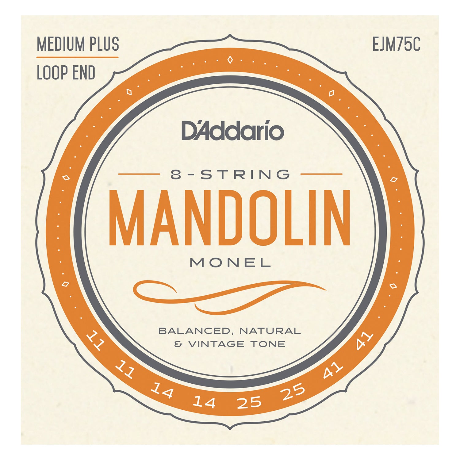 D'Addario EJM75C Monel Mandolin Strings, Medium Plus, 11-41