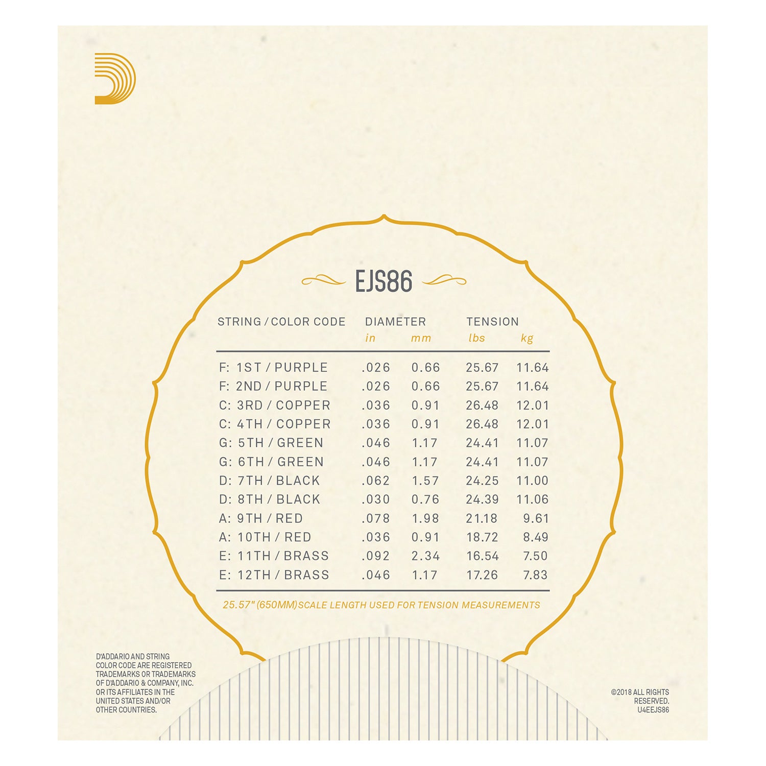 D'Addario EJS86 Bajo Sexto Strings