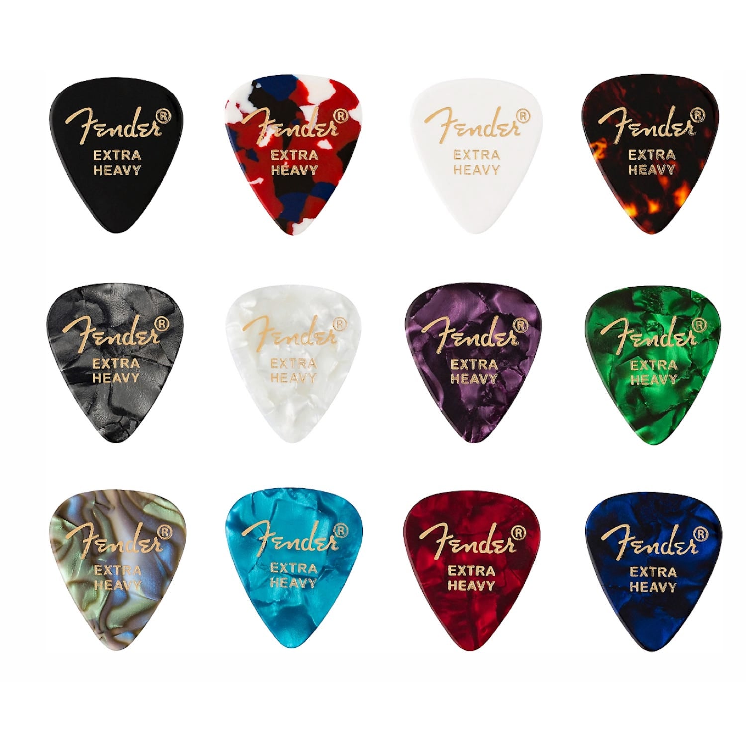 Fender 351 Shape Pick, Celluloid Medley - 12xPack | Select Gauge
