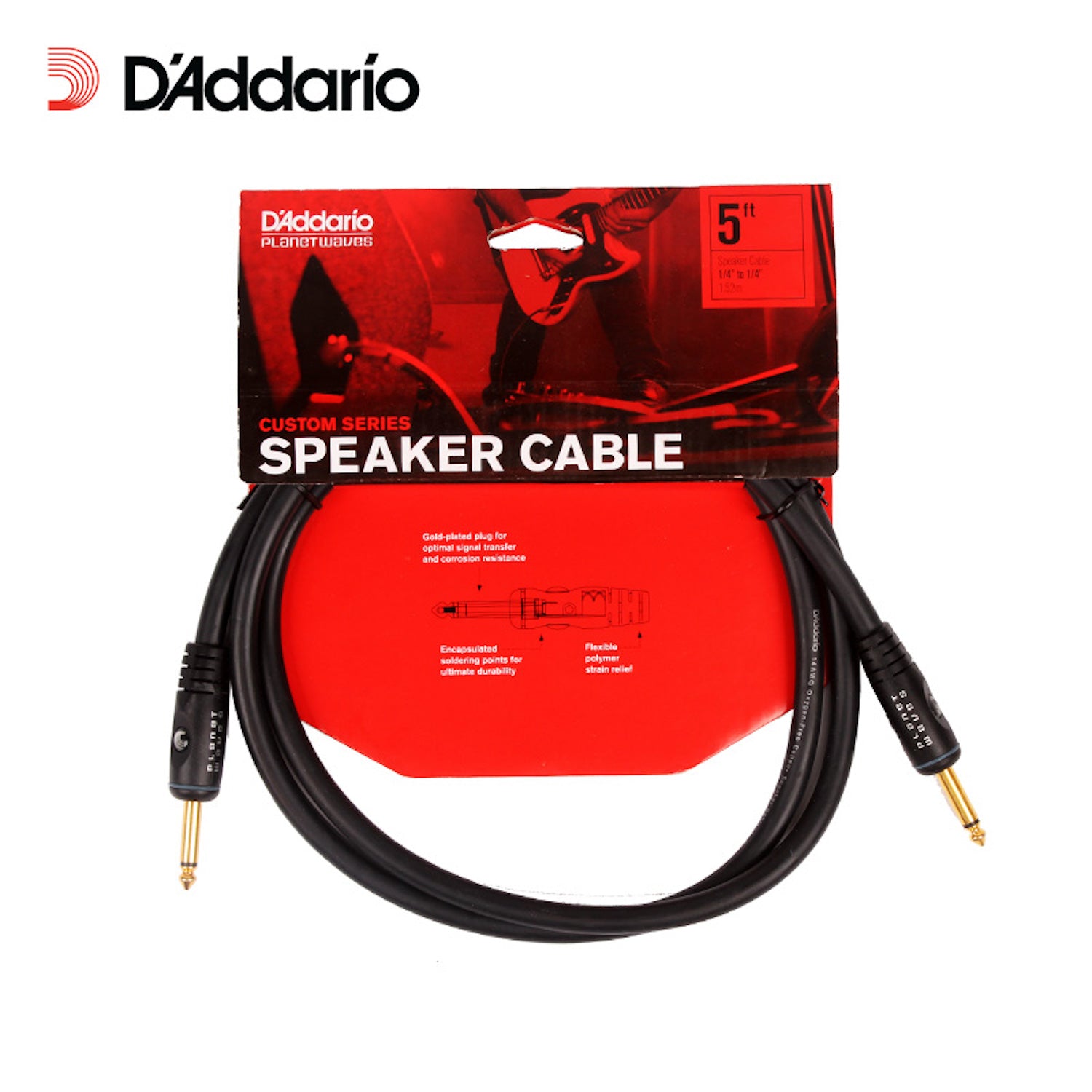 D'Addario Planet Waves Custom Series Speaker Cable 5ft 1/4''to 1/4''