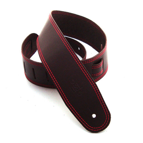 DSL 2.5" Single Ply Saddle Brown Straps Red Stitch