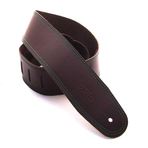 DSL 2.5" Single Ply Saddle Brown Straps Green Stitch