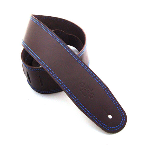 DSL 2.5" Single Ply Saddle Brown Straps Blue Stitch