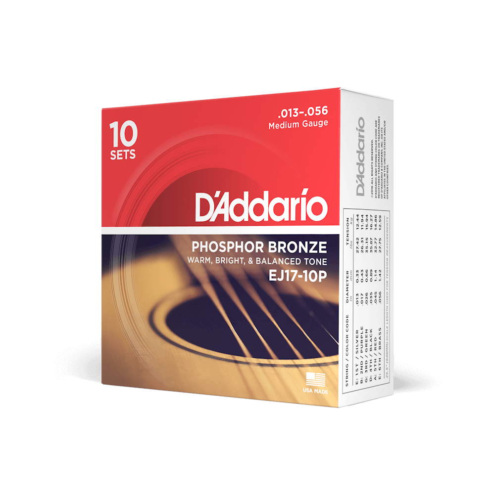 D'Addario Phosphor Bronze Acoustic Guitar Strings | Multipacks