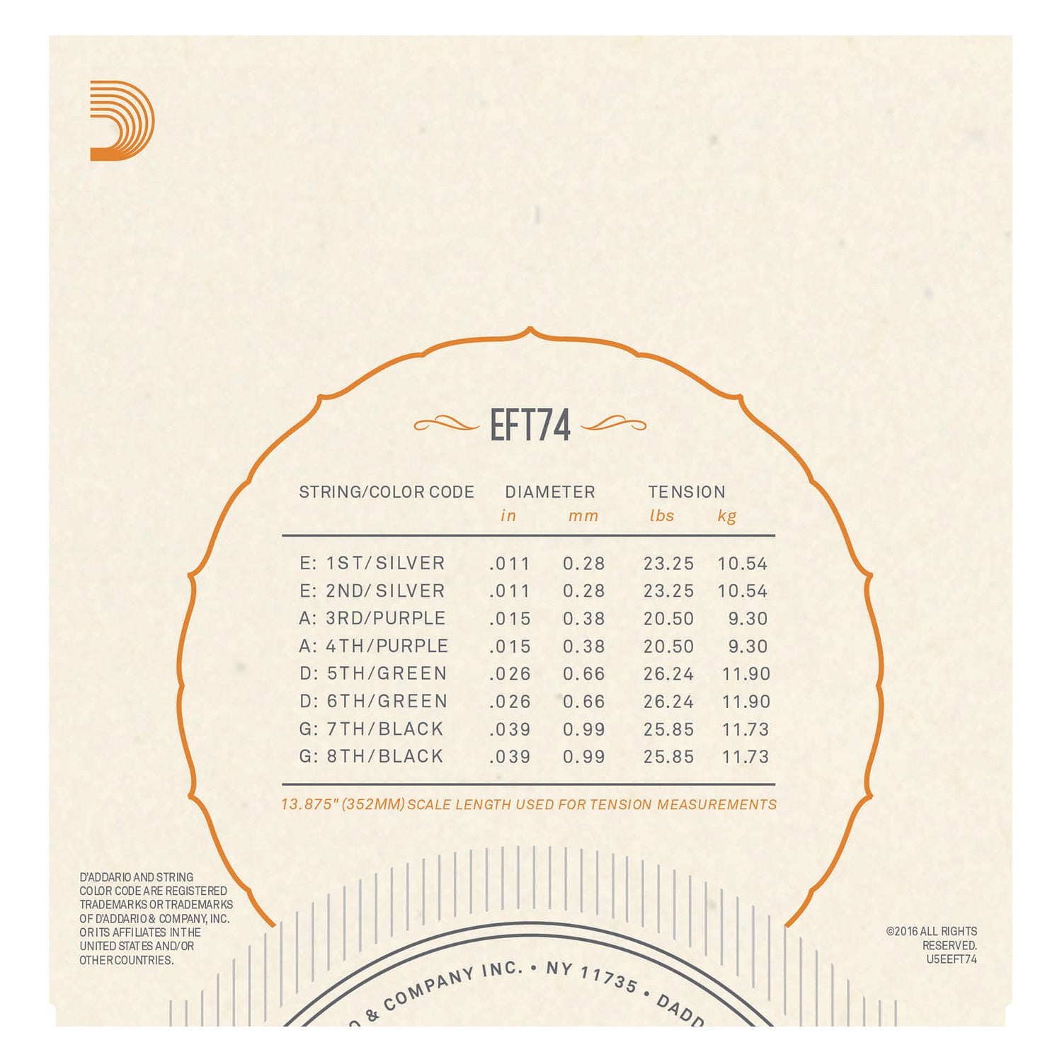 D'addario Mandolin Flat Tops Phosphor Bronze EFT74