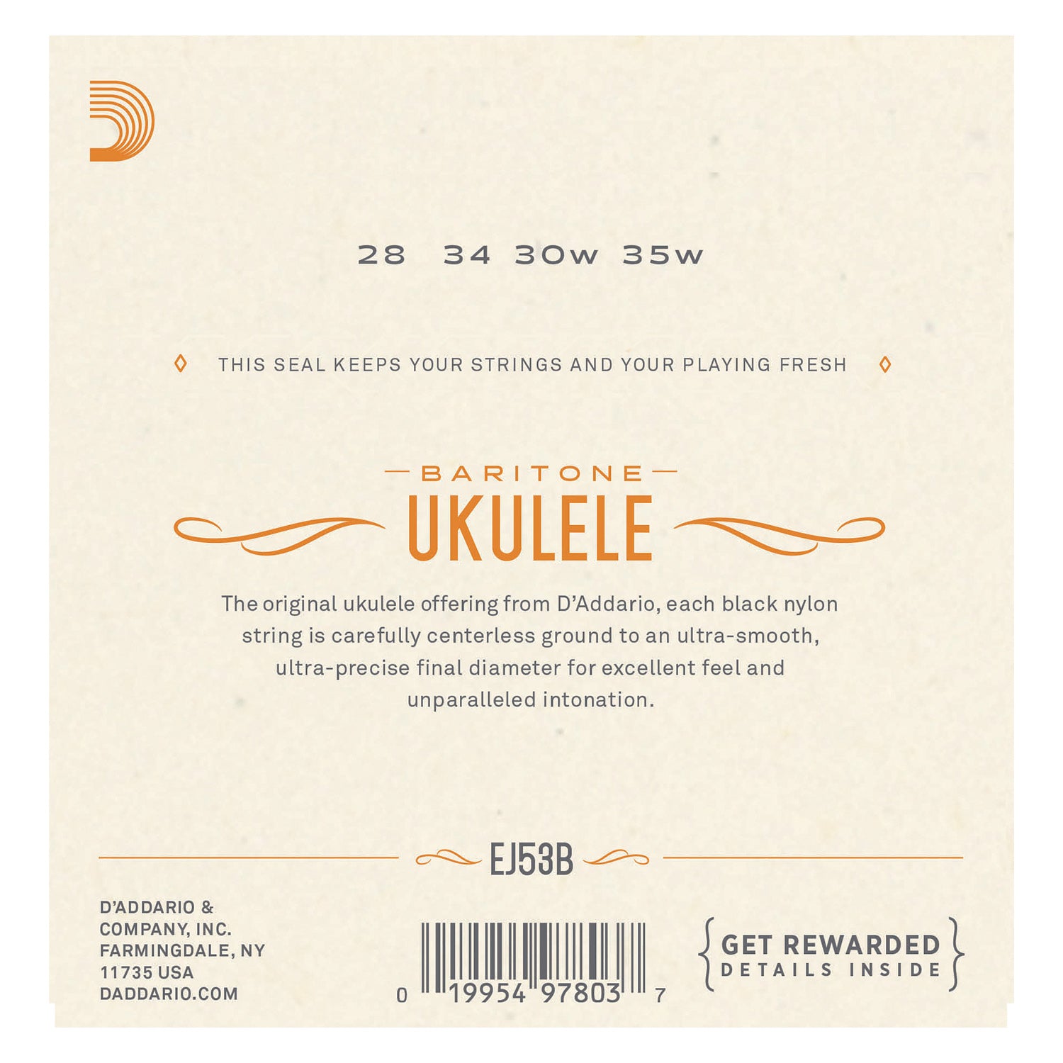 D'Addario EJ53B Pro-Arté Rectified Ukulele Strings, Baritone