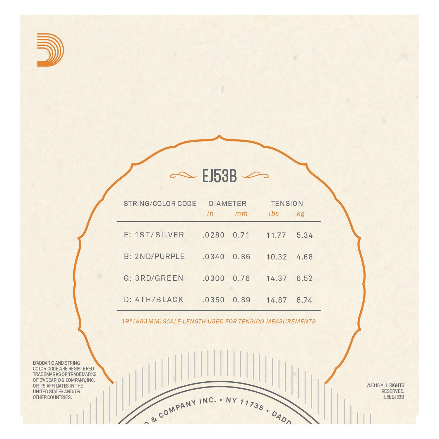 D'Addario EJ53B Pro-Arté Rectified Ukulele Strings, Baritone