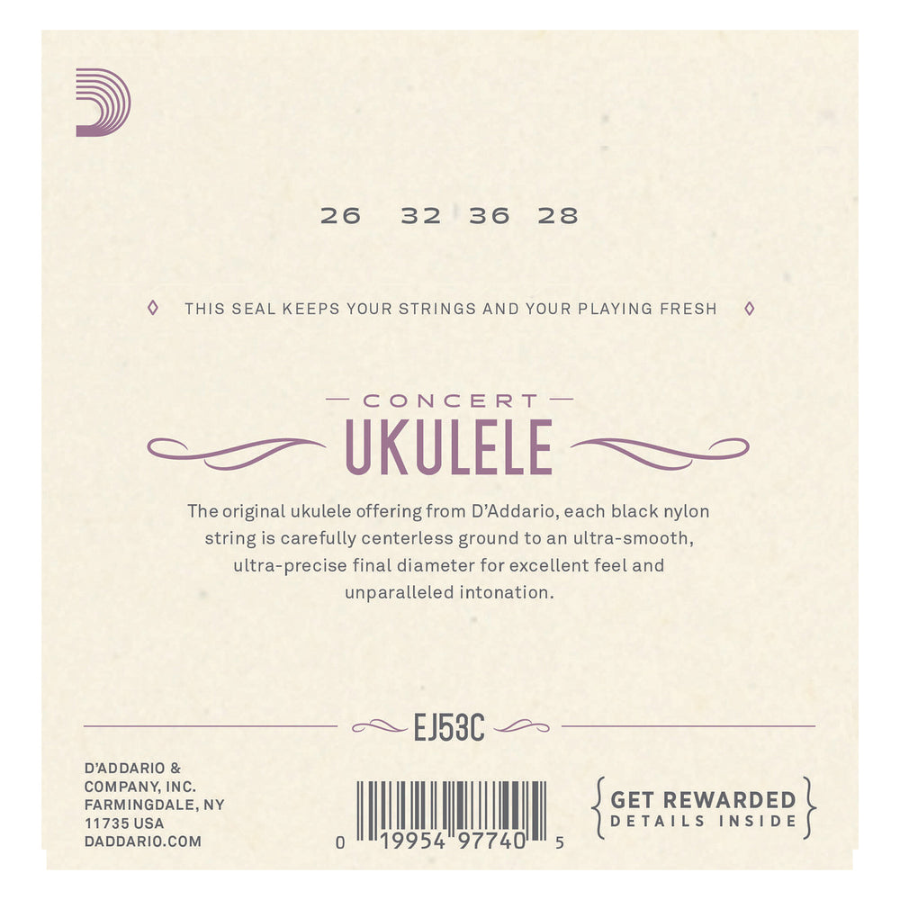 D'Addario EJ53C Pro-Arté Rectified Ukulele Strings, Hawaiian-Concert