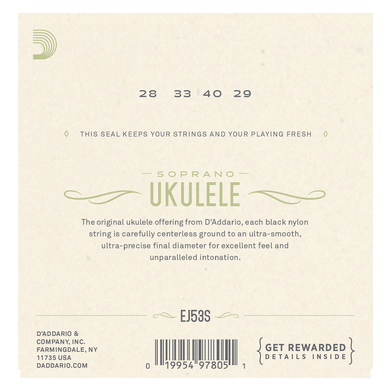 D'Addario EJ53S Pro-Arté Rectified Ukulele Strings, Hawaiian-Concert