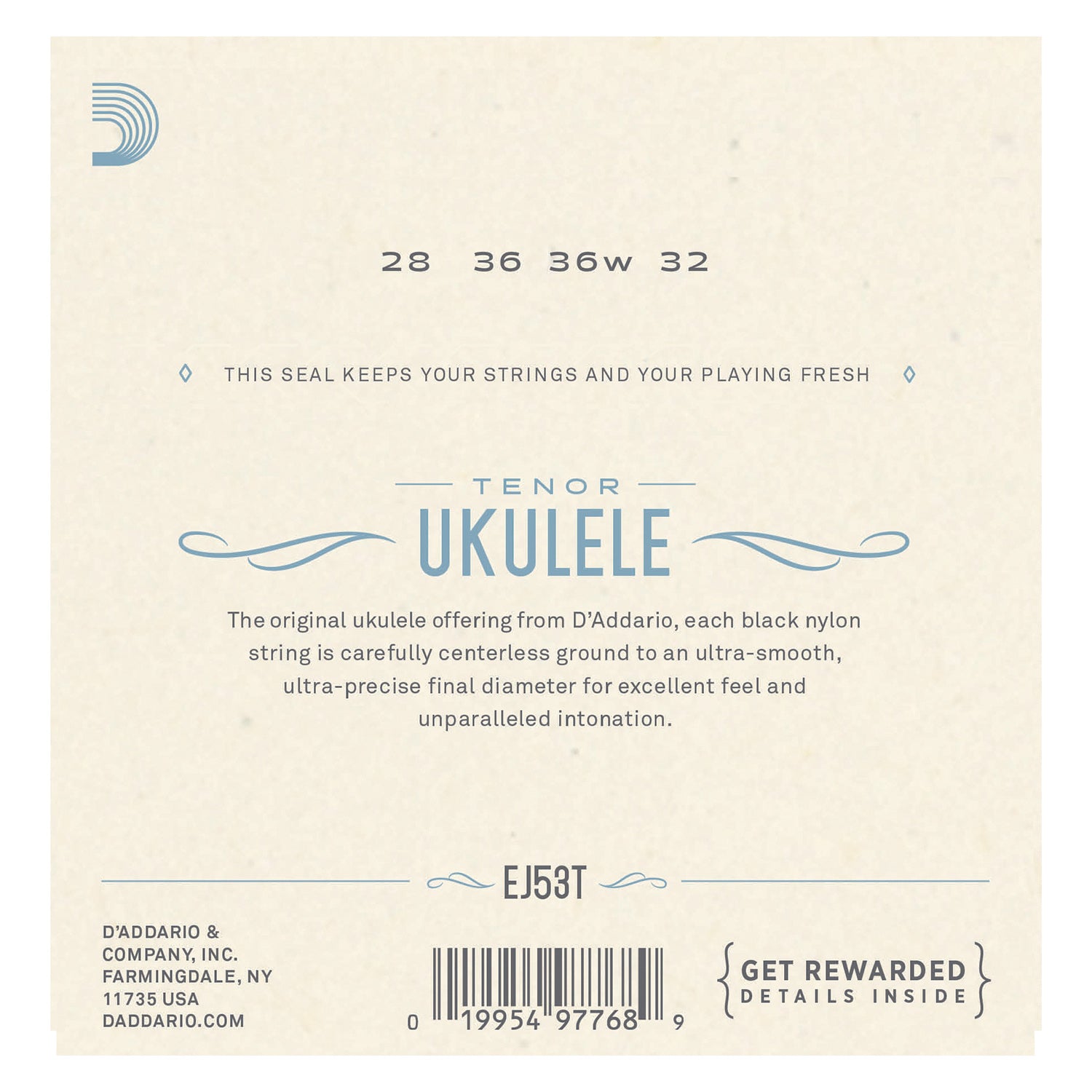 D'Addario EJ53T Pro-Arté Rectified Ukulele Strings, Tenor Ukulele/Hawaiian