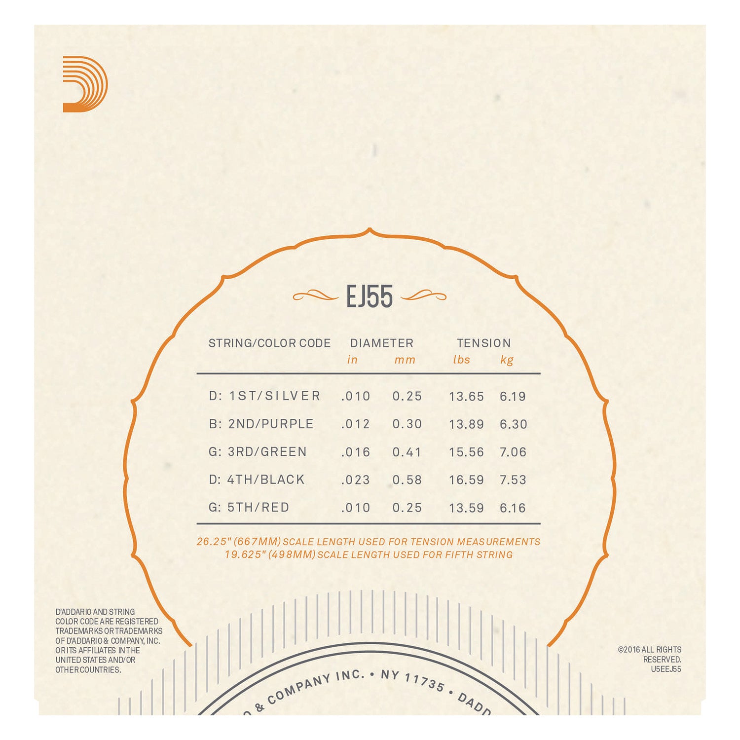 D'Addario EJ55 5-String Banjo Strings, Phosphor Bronze, Medium, 10-23