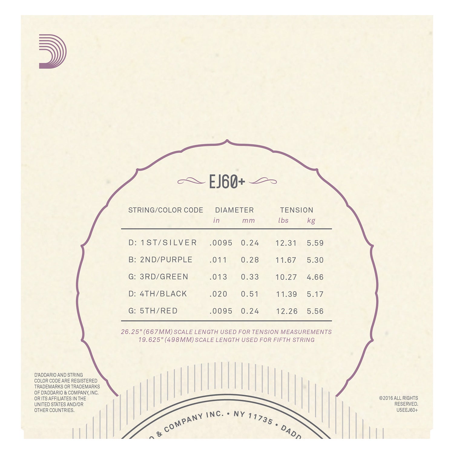 D'Addario EJ60+ 5-String Banjo Strings, Nickel, Light Plus, 9.5-20