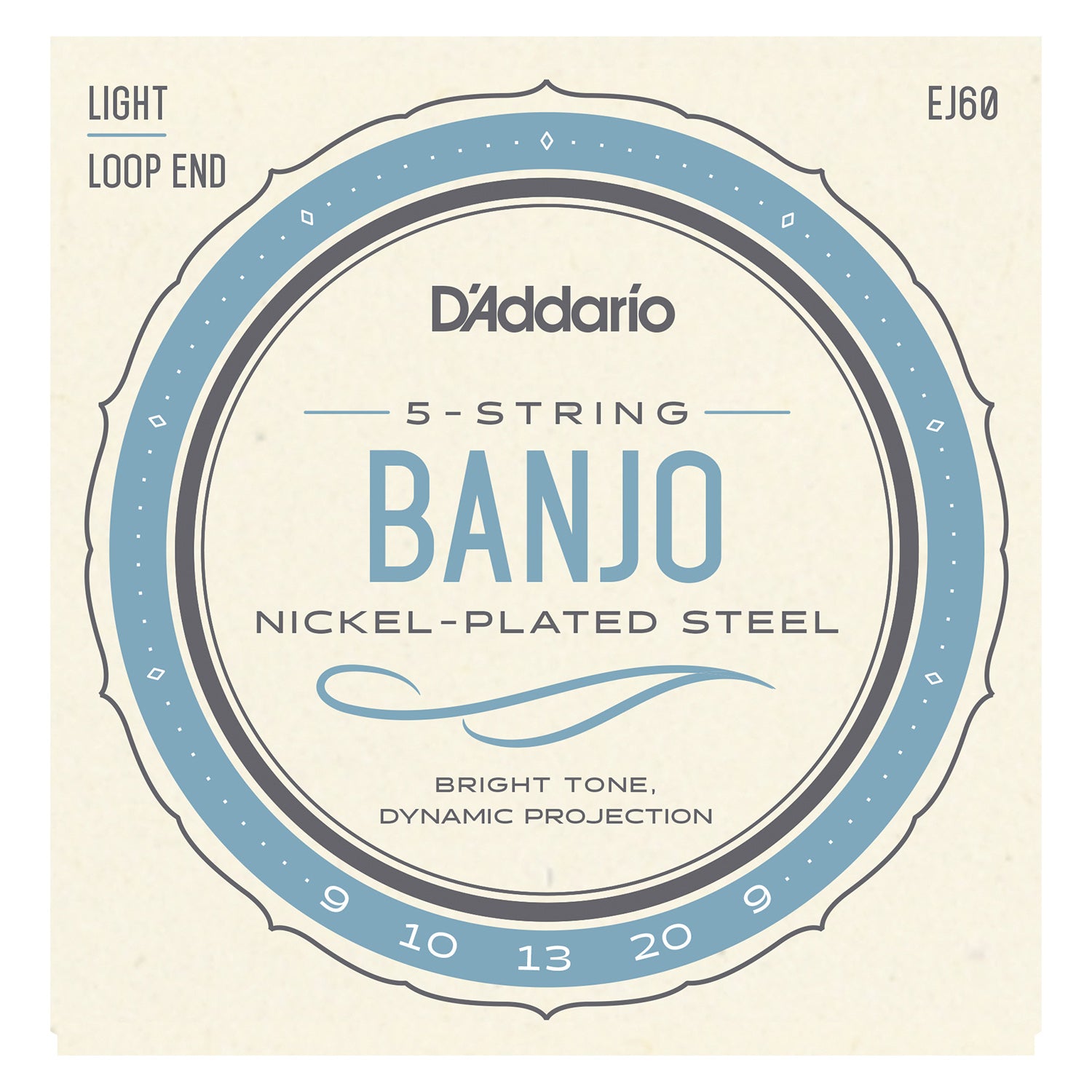 D'Addario EJ60 5-String Banjo Strings, Nickel, Light, 9-20