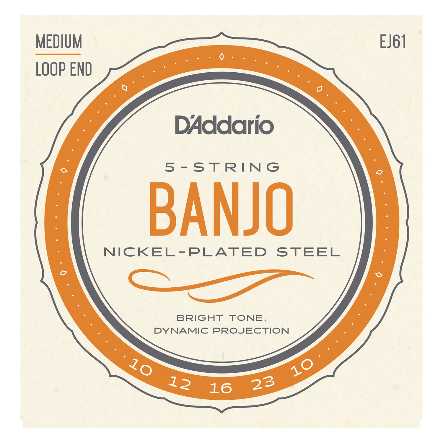 D'Addario EJ61 5-String Banjo Strings, Nickel, Medium 10-23