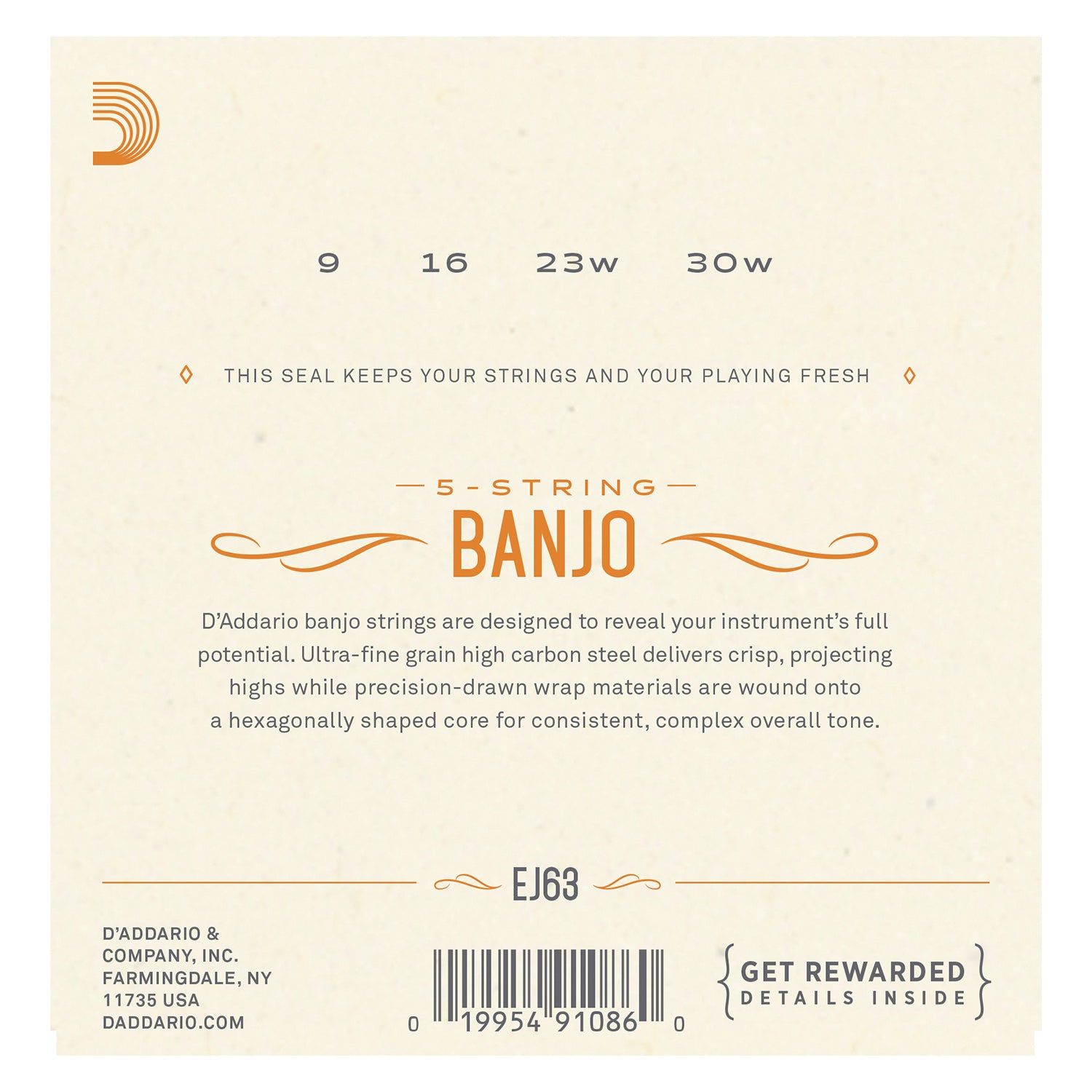 D'Addario EJ63 Tenor Banjo Strings, Nickel, 9-30
