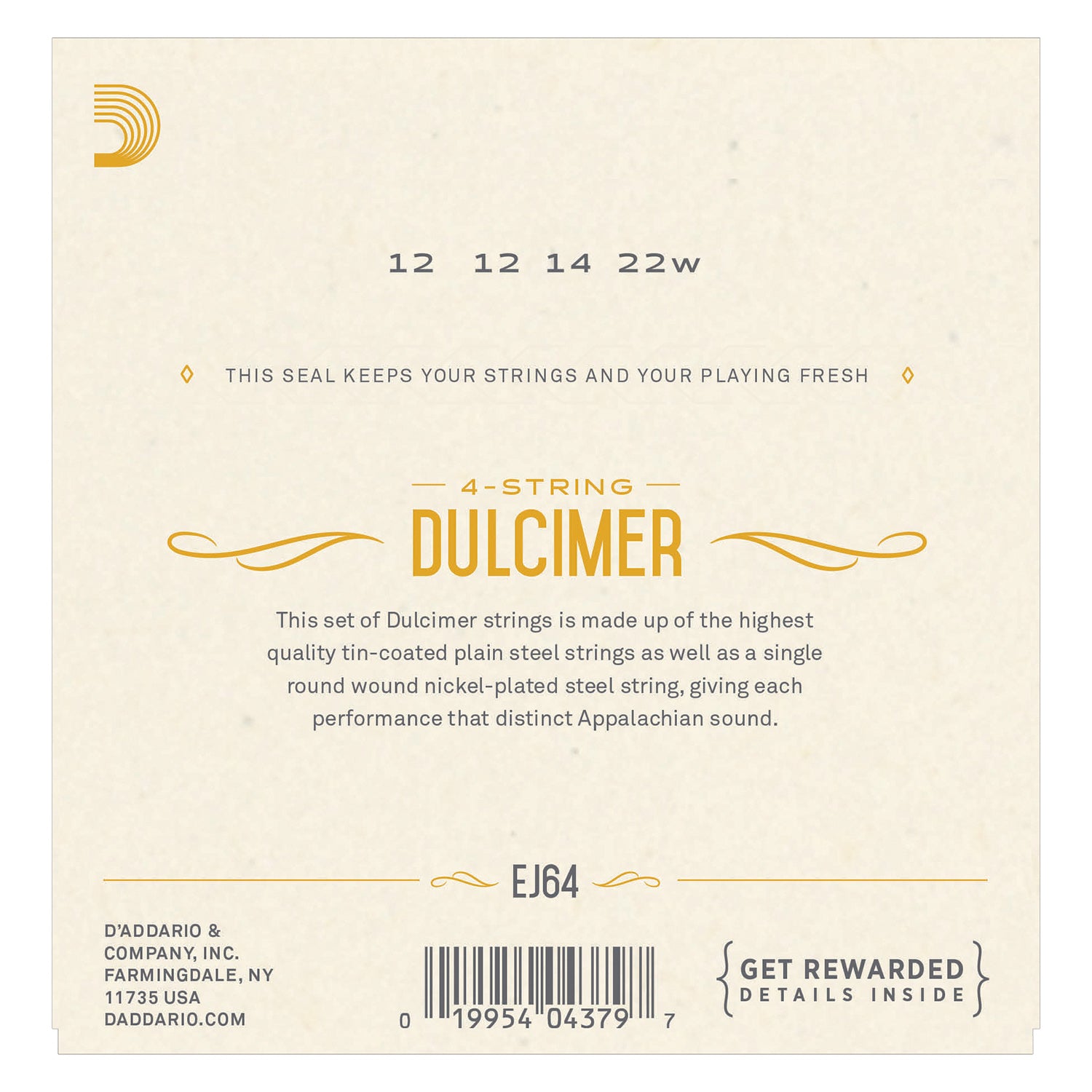 D'Addario EJ64 4-String Dulcimer Strings