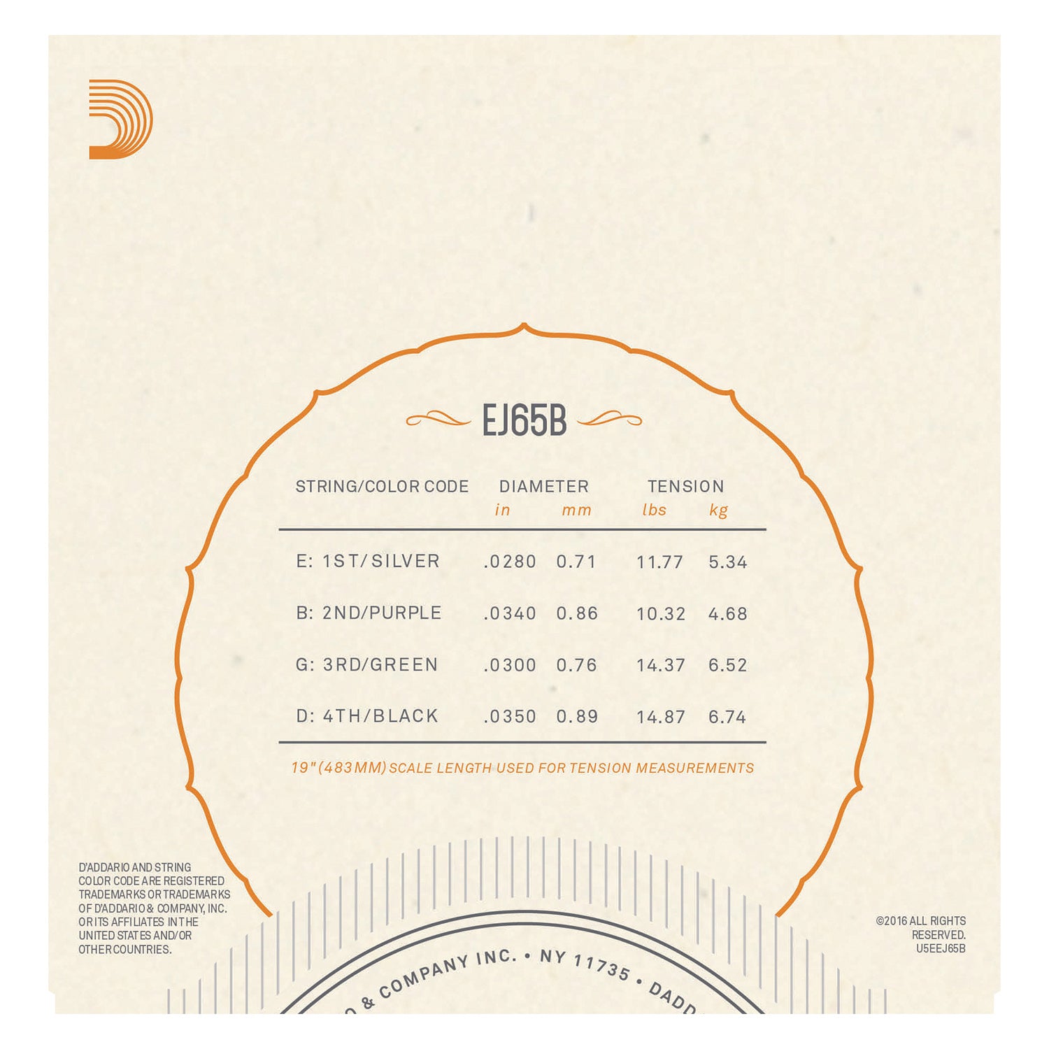 D'Addario EJ65B Pro-Arté Custom Extruded Nylon Ukulele Strings, Baritone