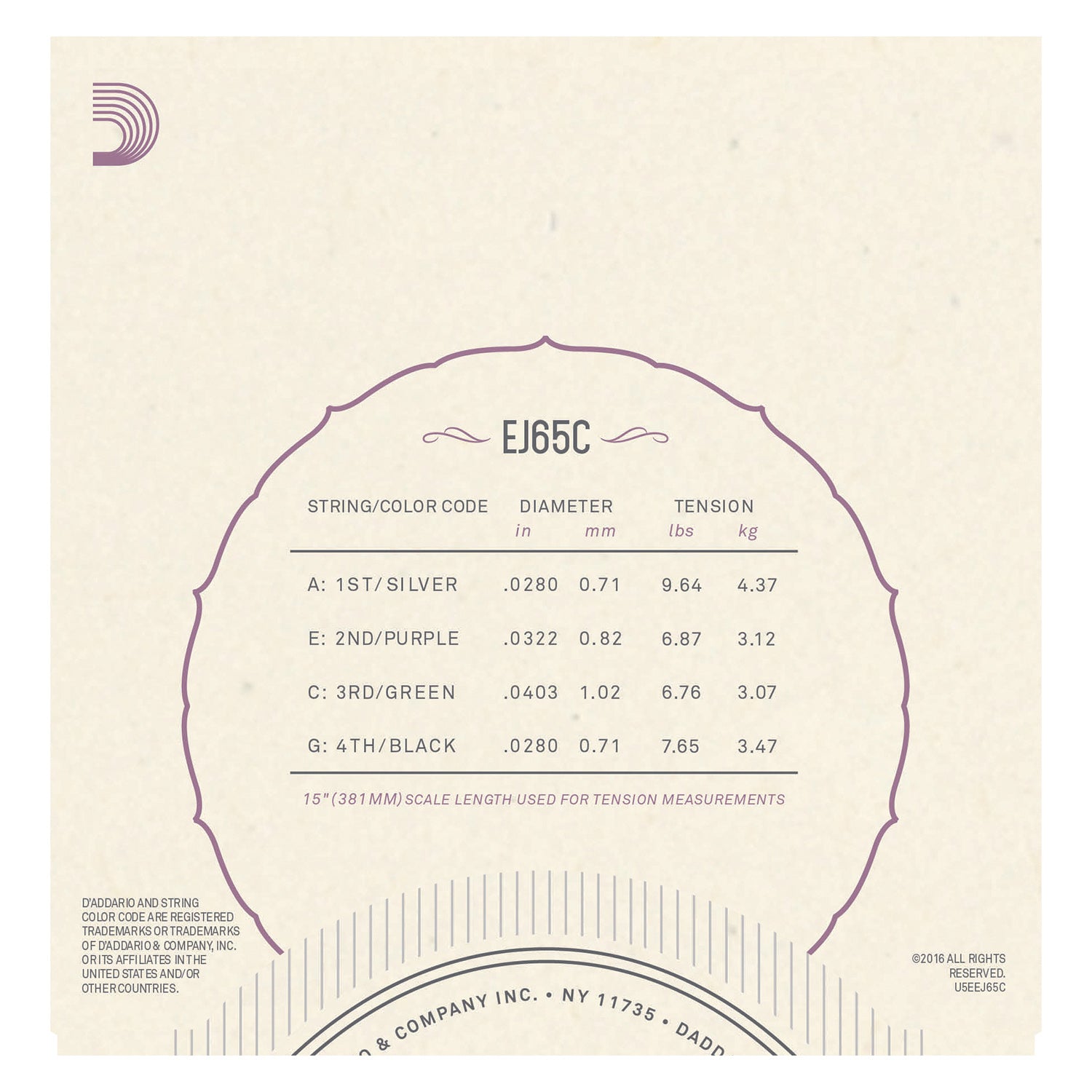 D'Addario EJ65C Pro-Arté Custom Extruded NylonUkulele Strings, Concert