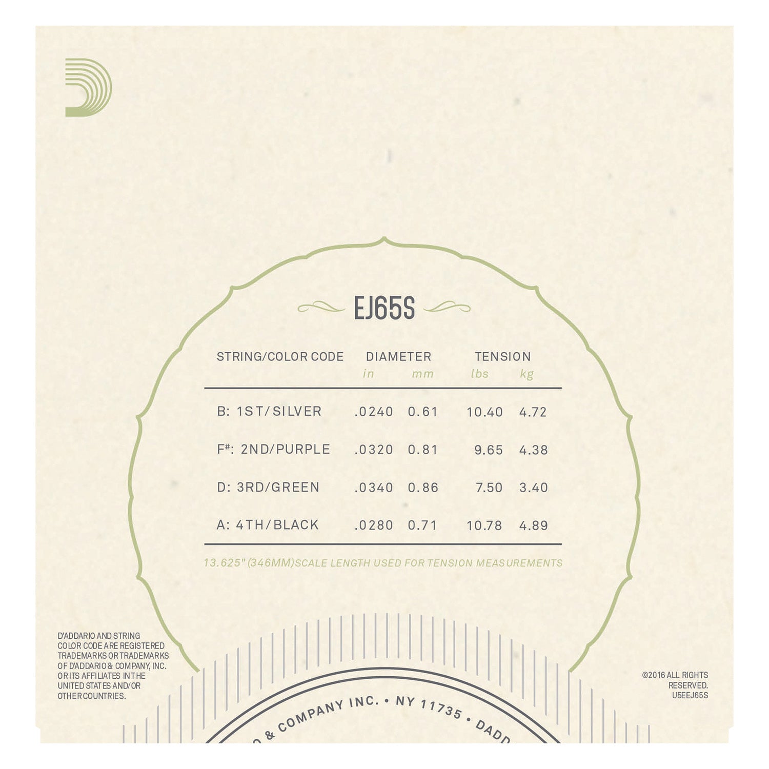 D'Addario EJ65S Pro-Arté Custom Extruded Nylon Ukulele Strings, Soprano