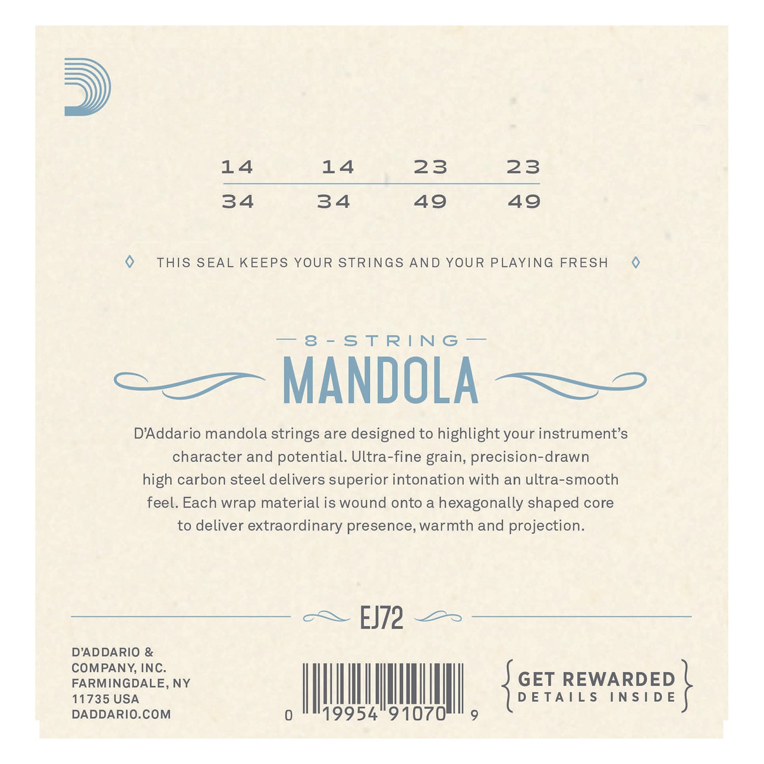 D'Addario EJ72 Phosphor Bronze Mandola Strings, Light, 14-49