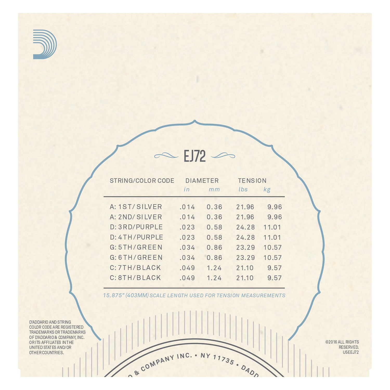 D'Addario EJ72 Phosphor Bronze Mandola Strings, Light, 14-49