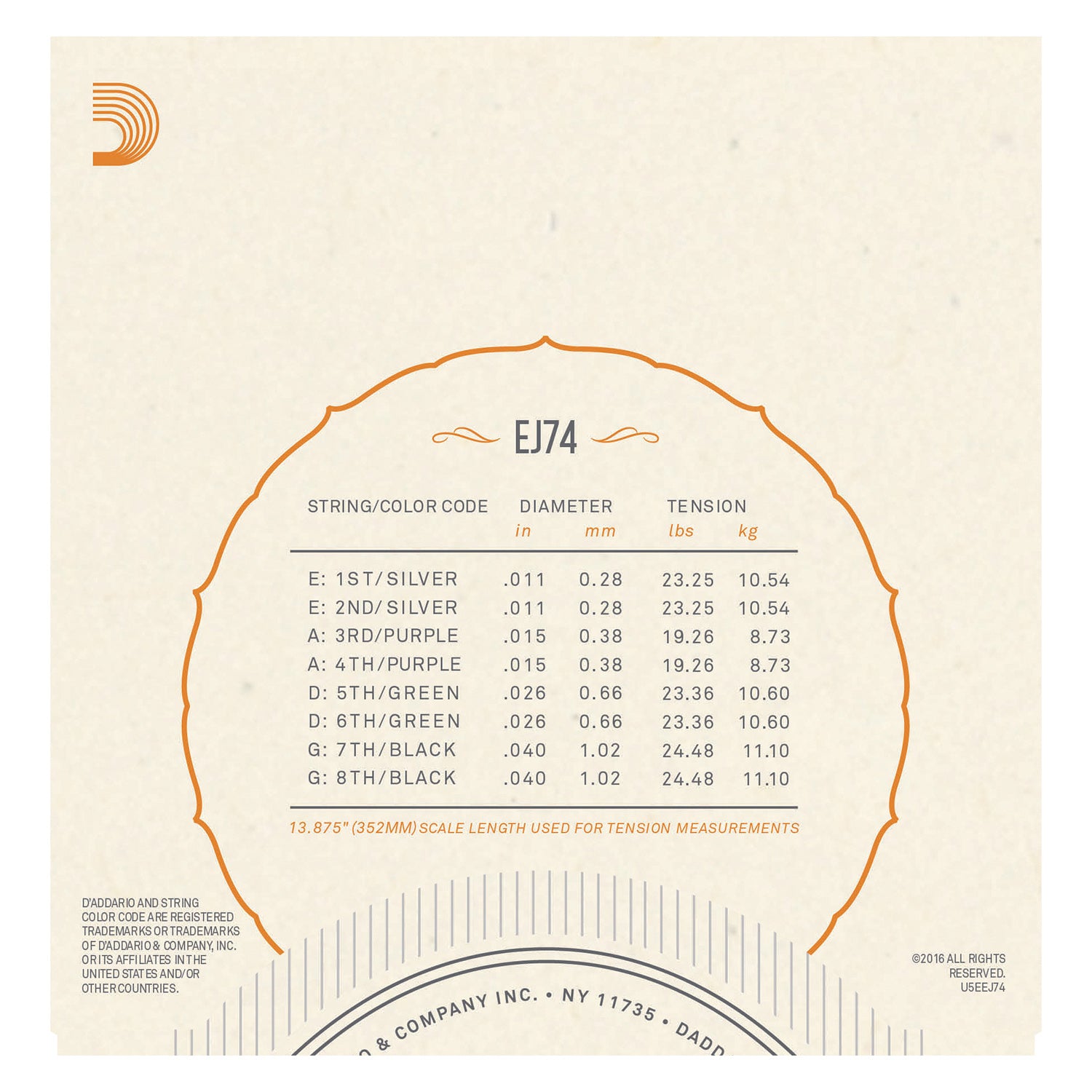 D'Addario EJ74 Mandolin Strings, Phosphor Bronze, Medium, 11-40