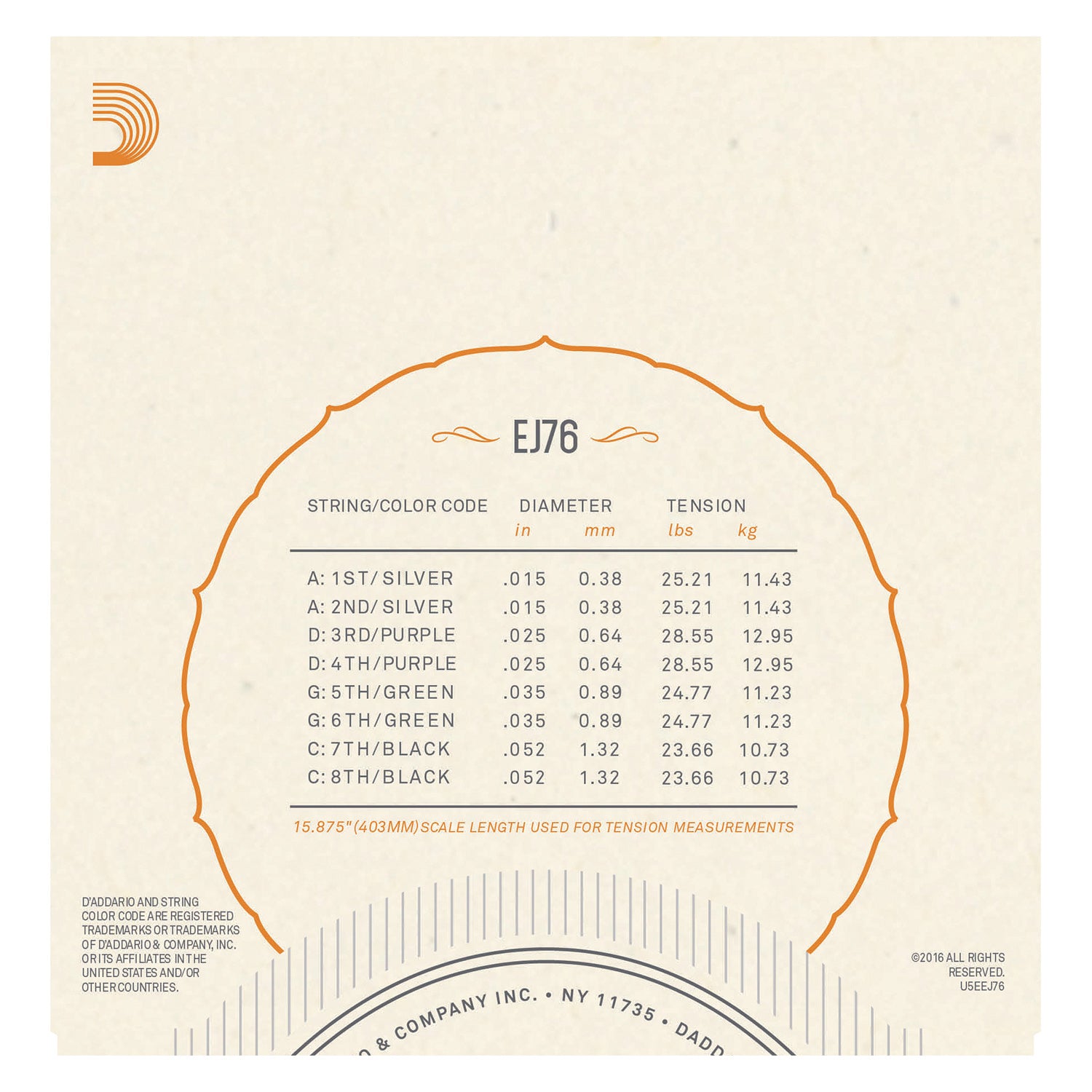 D'Addario EJ76 Phosphor Bronze Mandola Strings, Medium, 15-52