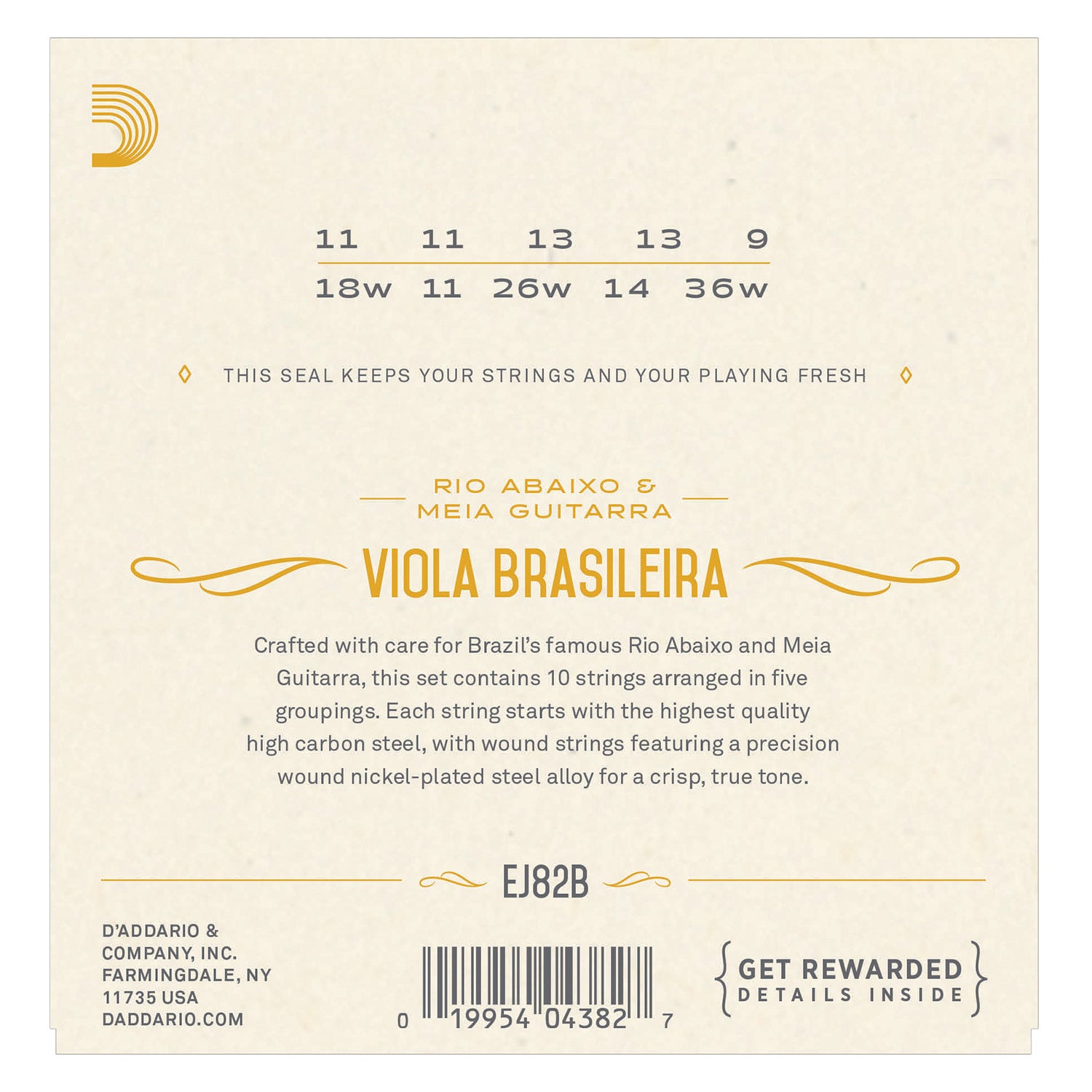 D'Addario EJ82B Viola Brasileira Set, Rio Abaixo and Meia Guitarra