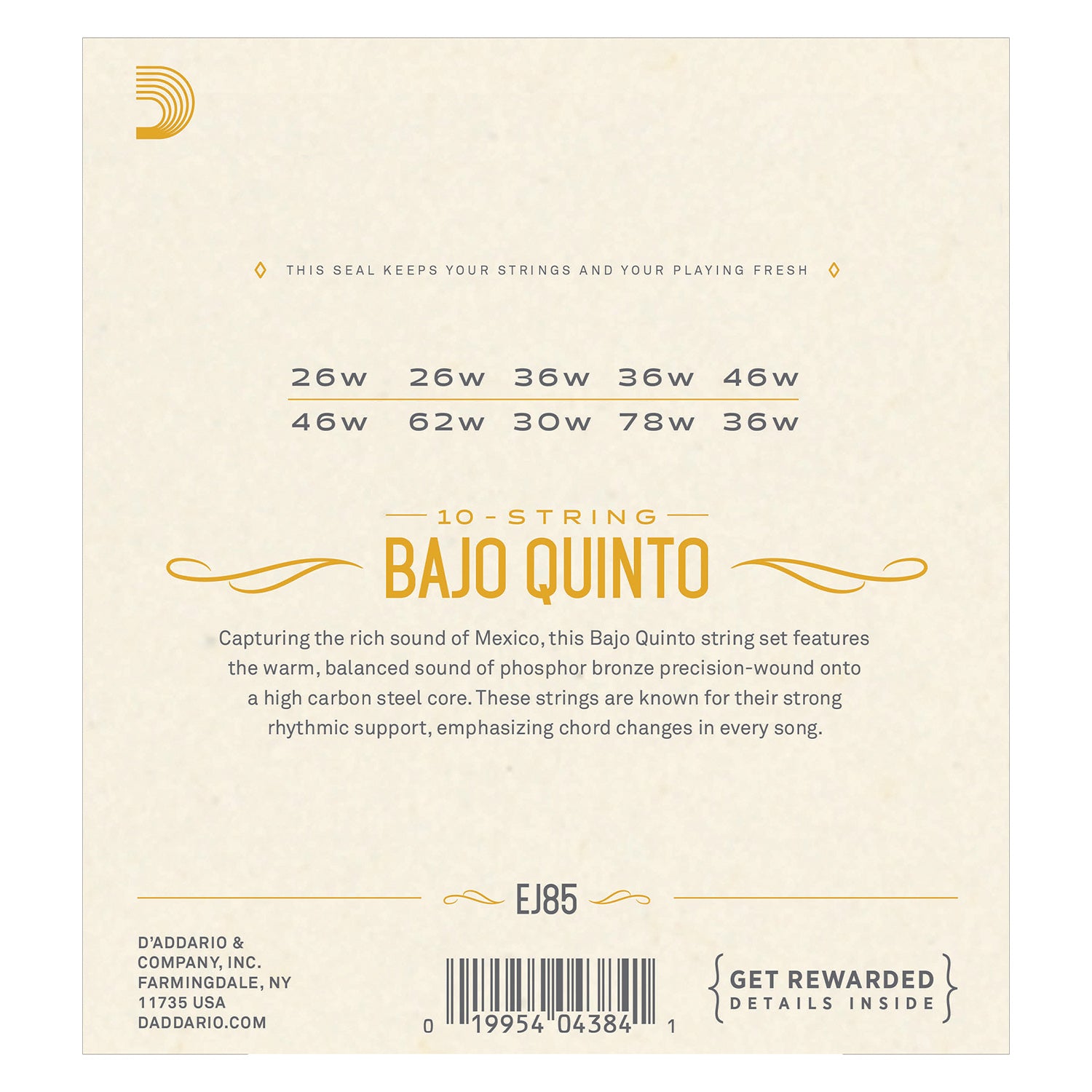 D'Addario EJ85 Bajo Quinto Strings