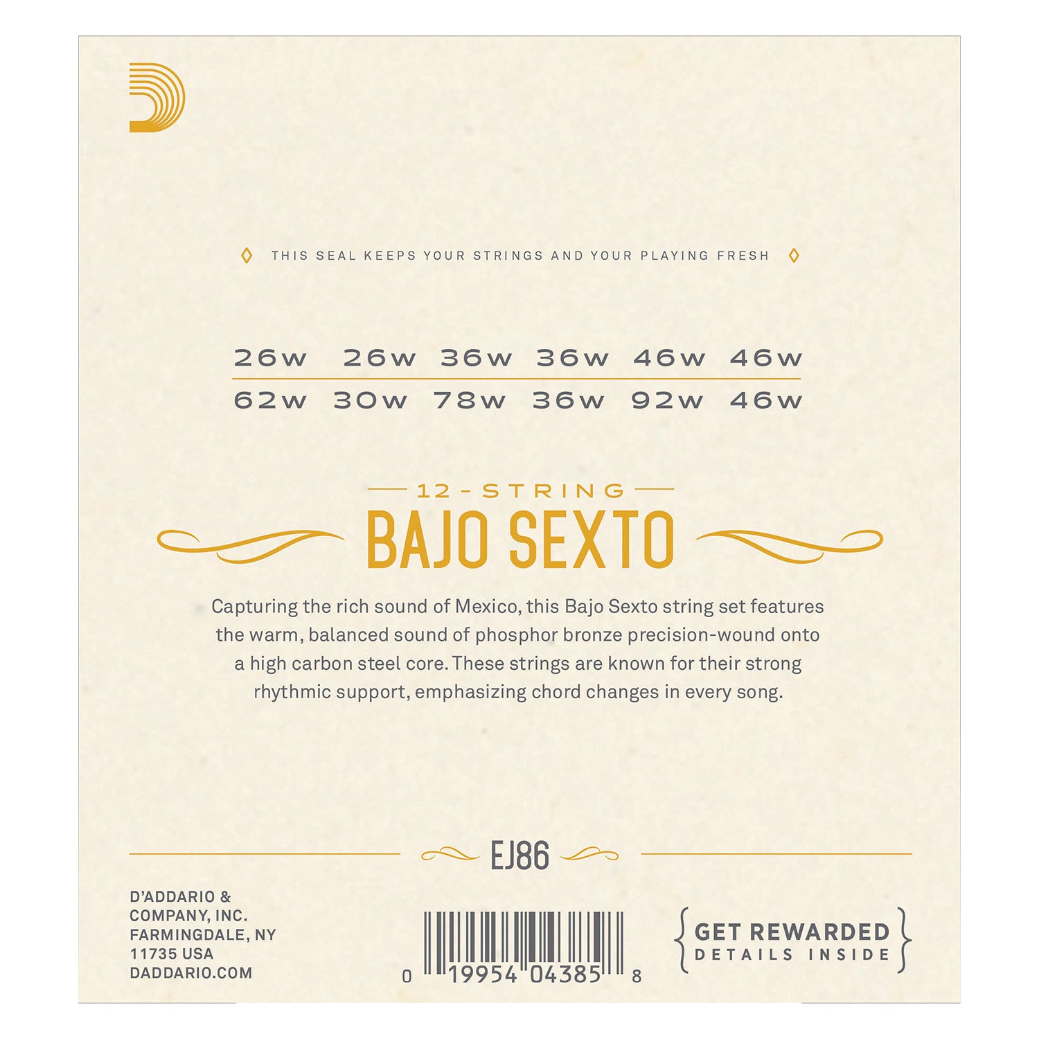 D'Addario EJ86 Bajo Sexto Strings