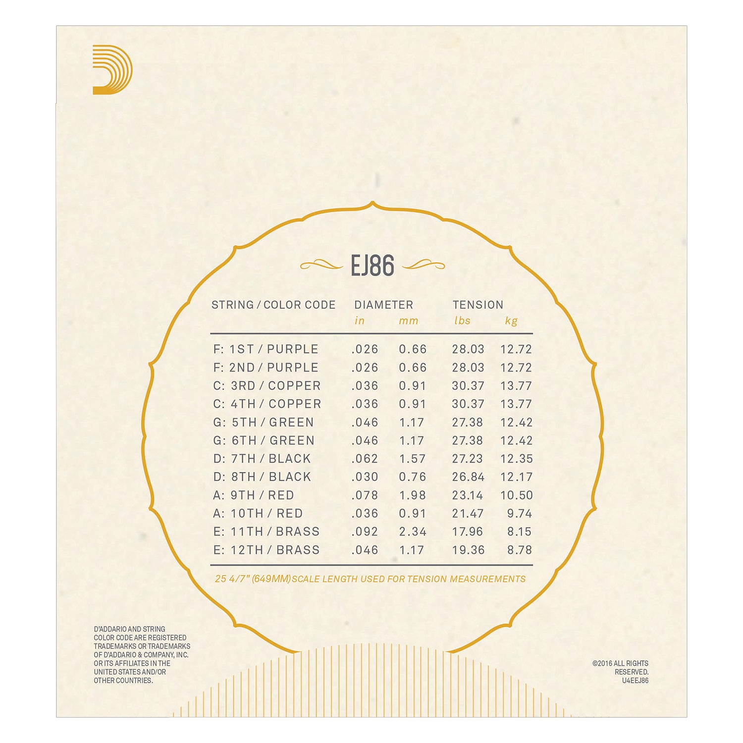 D'Addario EJ86 Bajo Sexto Strings