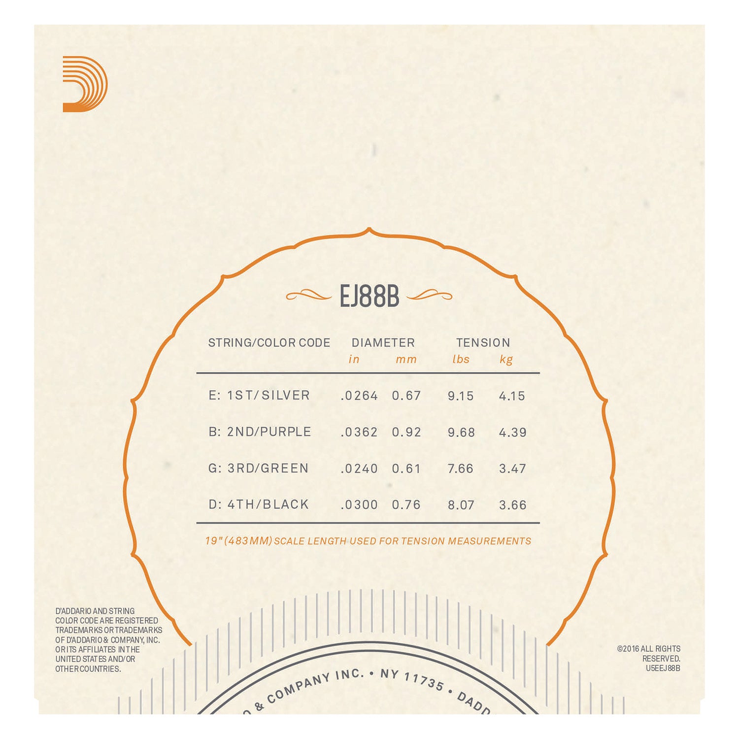 D'Addario EJ88B Nyltech Ukulele Strings, Baritone