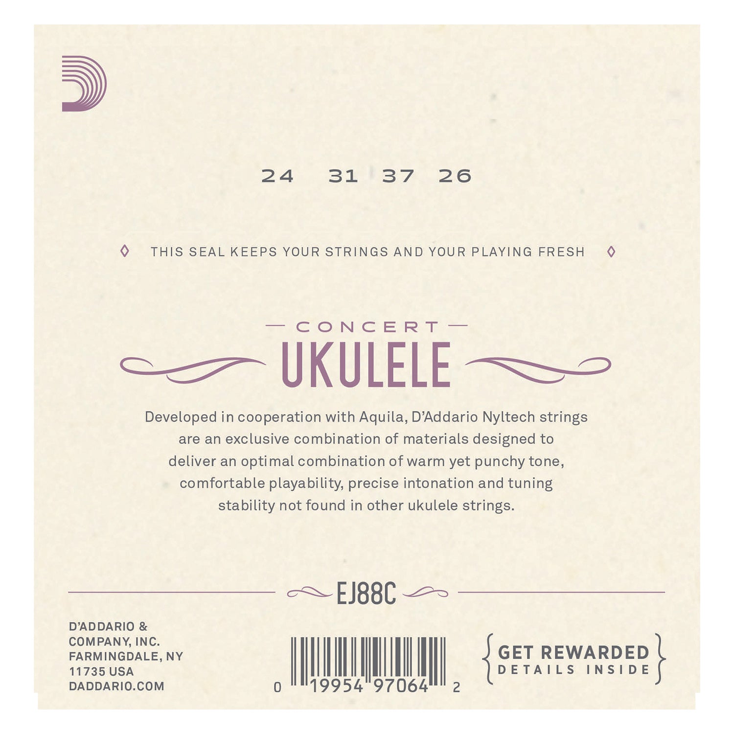 D'Addario EJ88C Nyltech Ukulele Strings, Concert