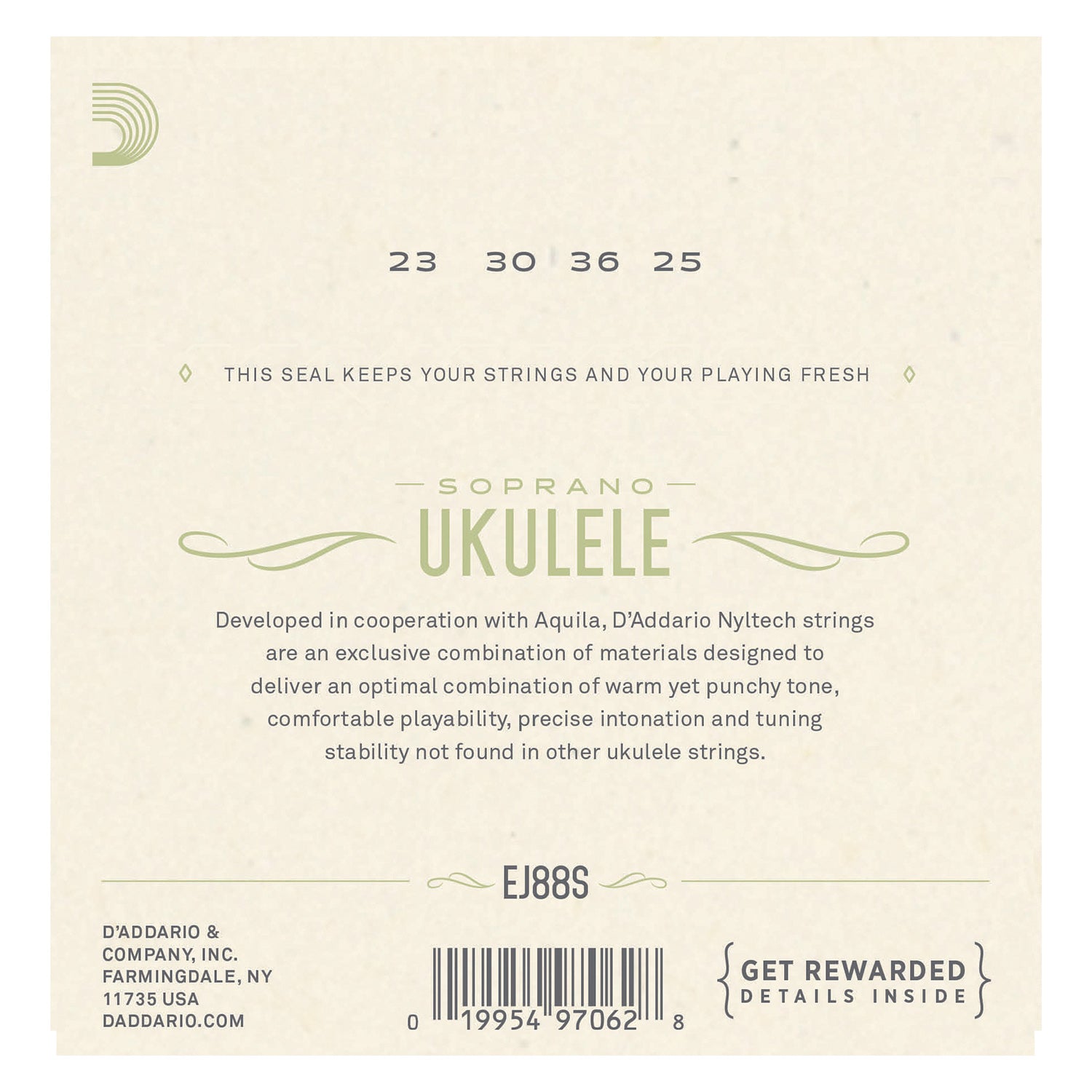 D'Addario EJ88S Nyltech Ukulele Strings, Soprano