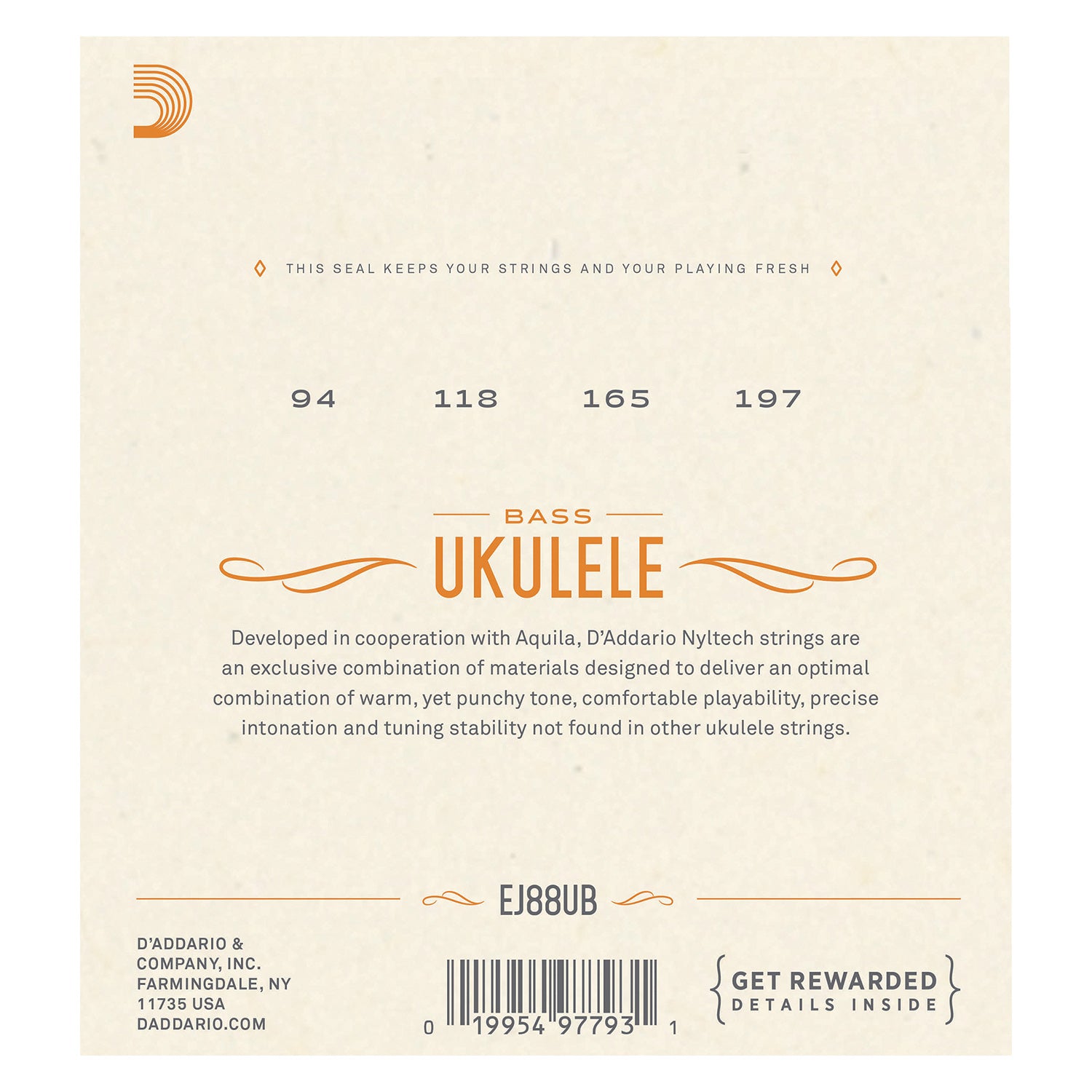 D'Addario EJ88UB Nyltech Ukulele Strings, Bass