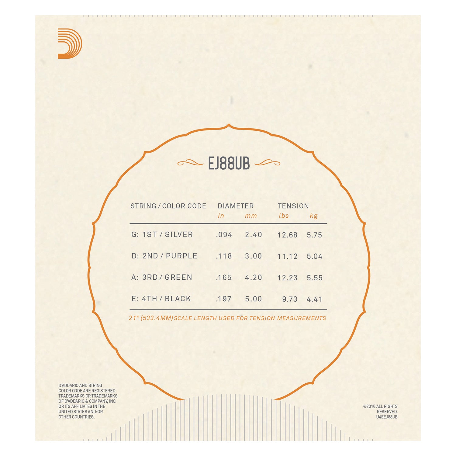 D'Addario EJ88UB Nyltech Ukulele Strings, Bass