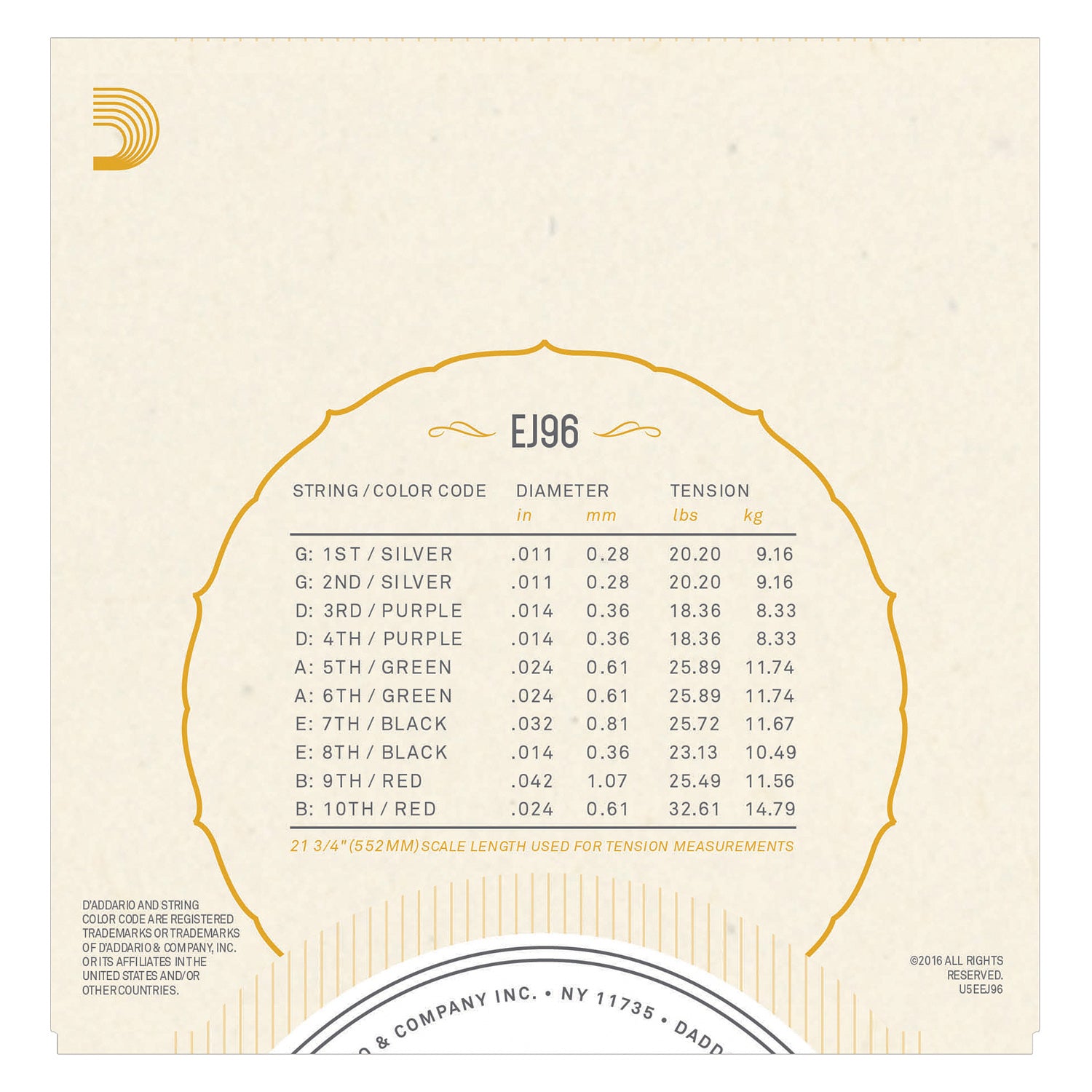 D'Addario EJ96 Cuatro-Puerto Rico Strings
