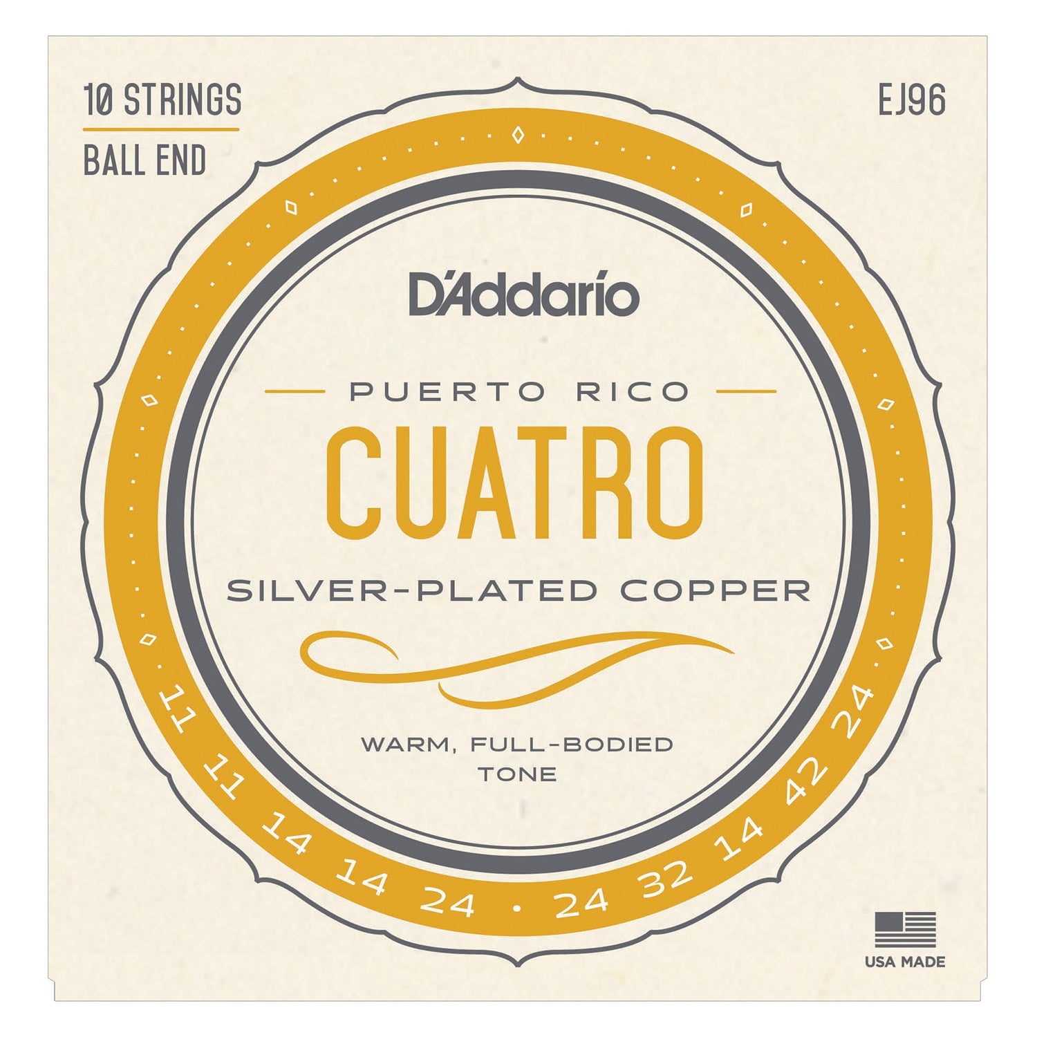 D'Addario EJ96 Cuatro-Puerto Rico Strings