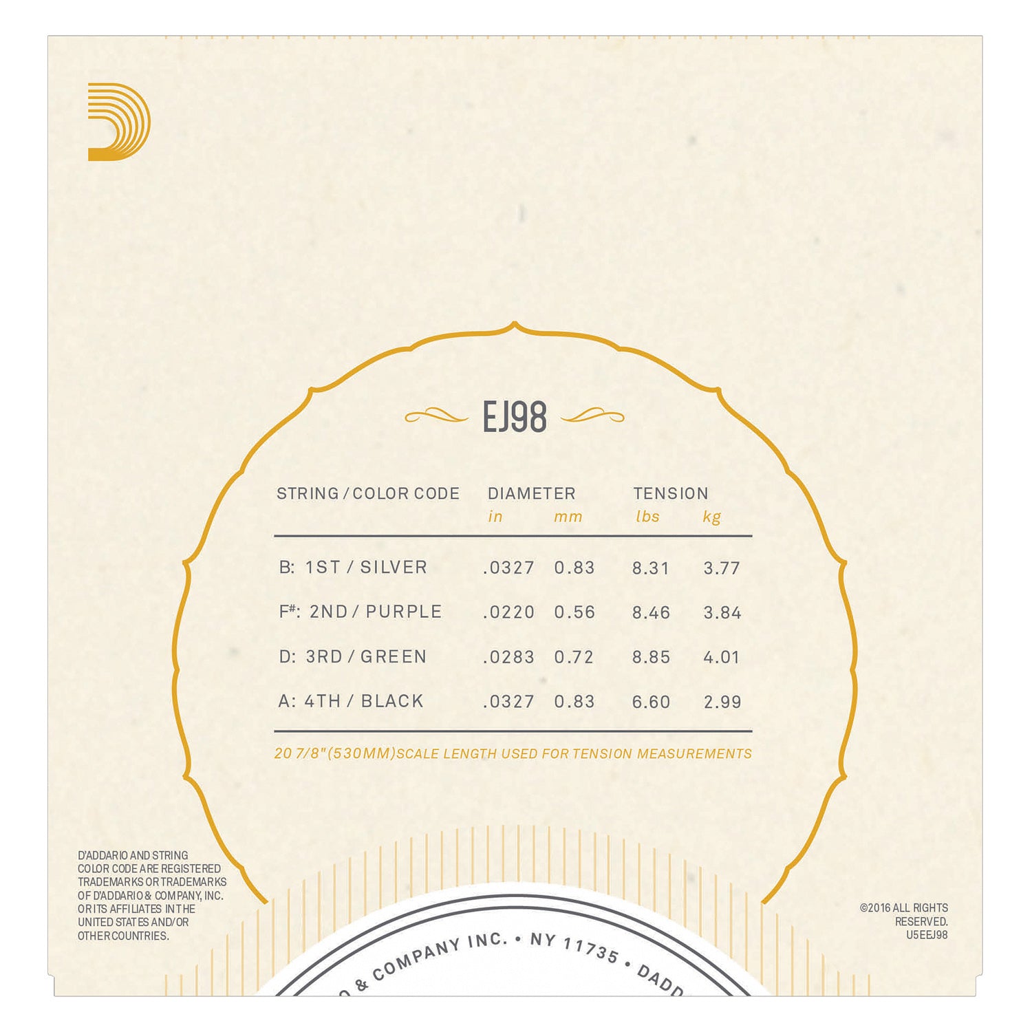 D'Addario EJ98 Cuatro-Venezuela Strings