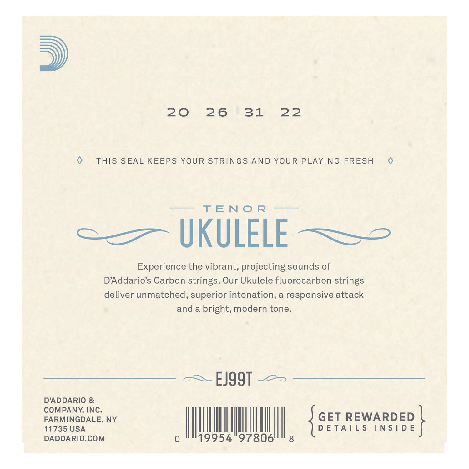D'Addario EJ99T Pro-Arté Carbon Ukulele Strings, Tenor