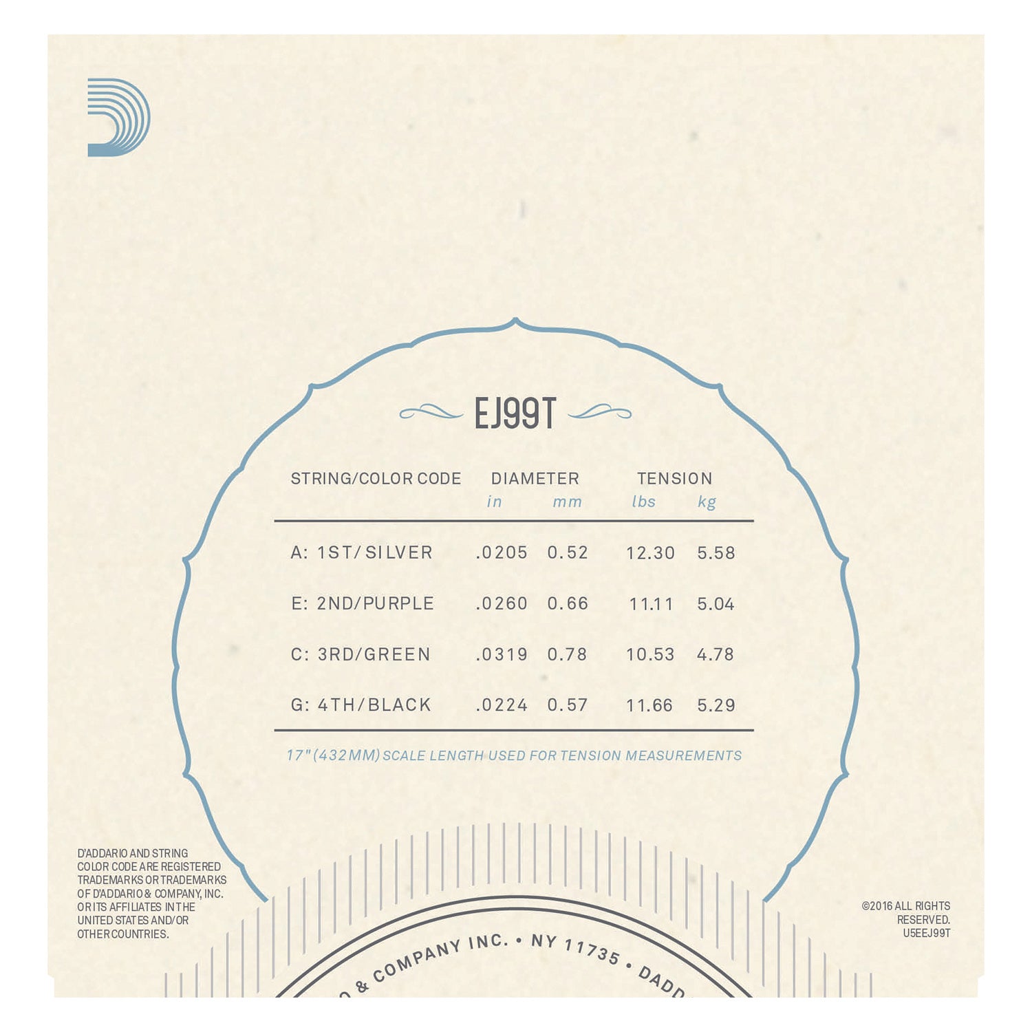 D'Addario EJ99T Pro-Arté Carbon Ukulele Strings, Tenor