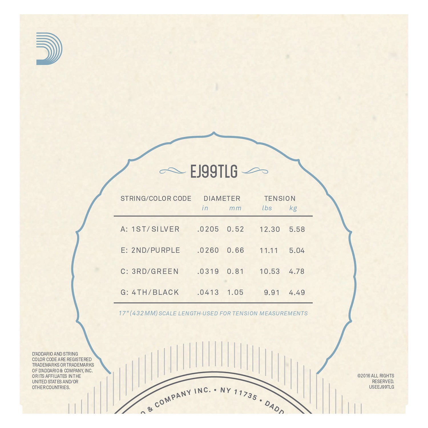 D'Addario EJ99TLG Pro-Arté Carbon Ukulele Strings, Tenor Low G